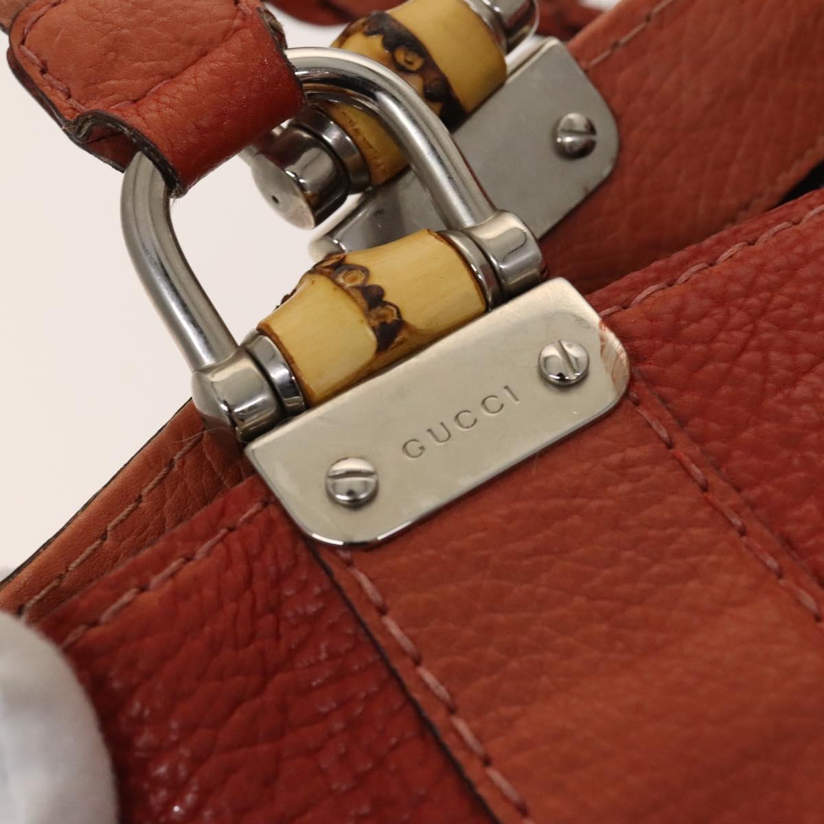 GUCCI Bamboo Tote Bag Leather Orange Gold 232947 Auth 129392