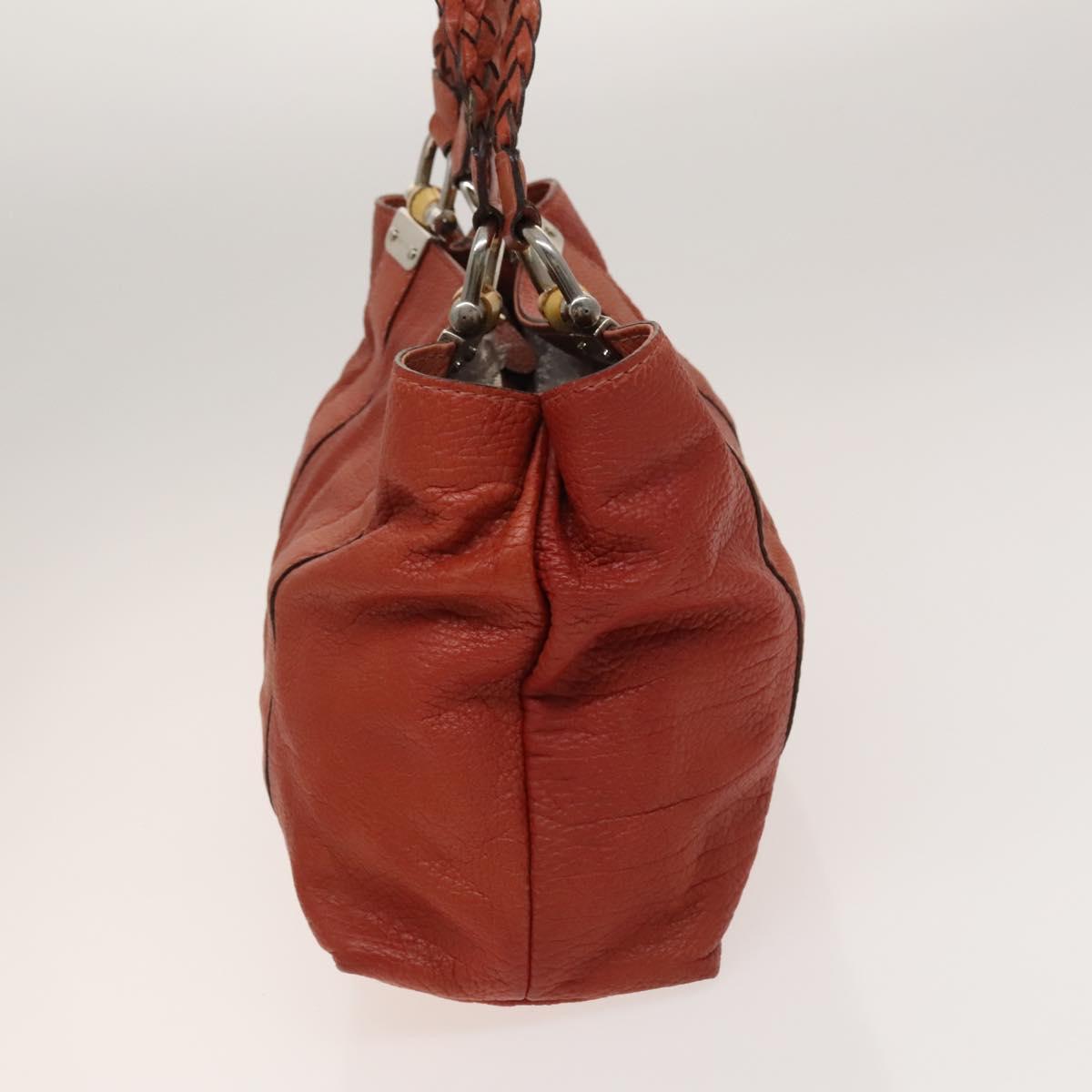 GUCCI Bamboo Tote Bag Leather Orange Gold 232947 Auth 129392
