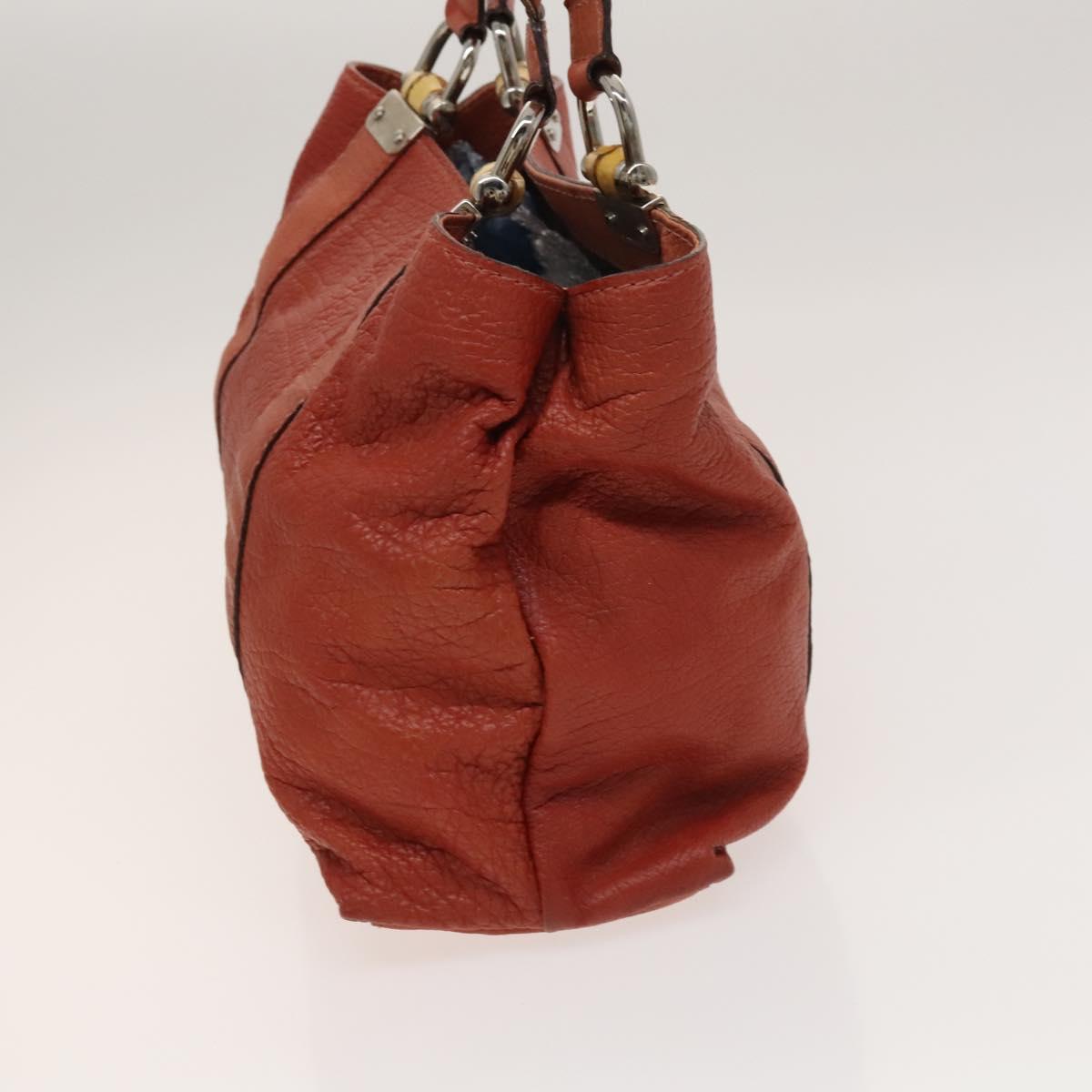 GUCCI Bamboo Tote Bag Leather Orange Gold 232947 Auth 129392