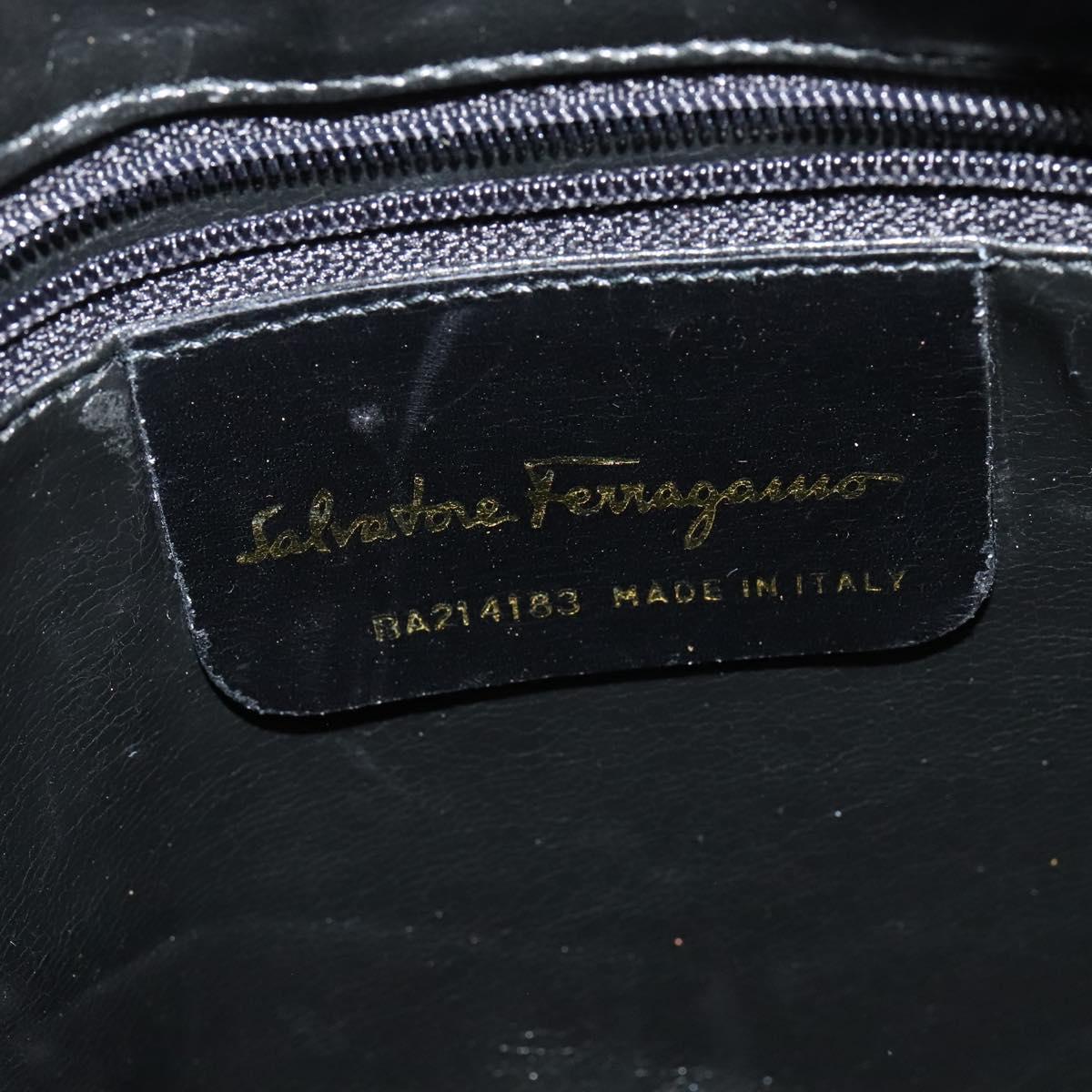 Salvatore Ferragamo Vala Shoulder Bag Leather Black Gold Auth 129395