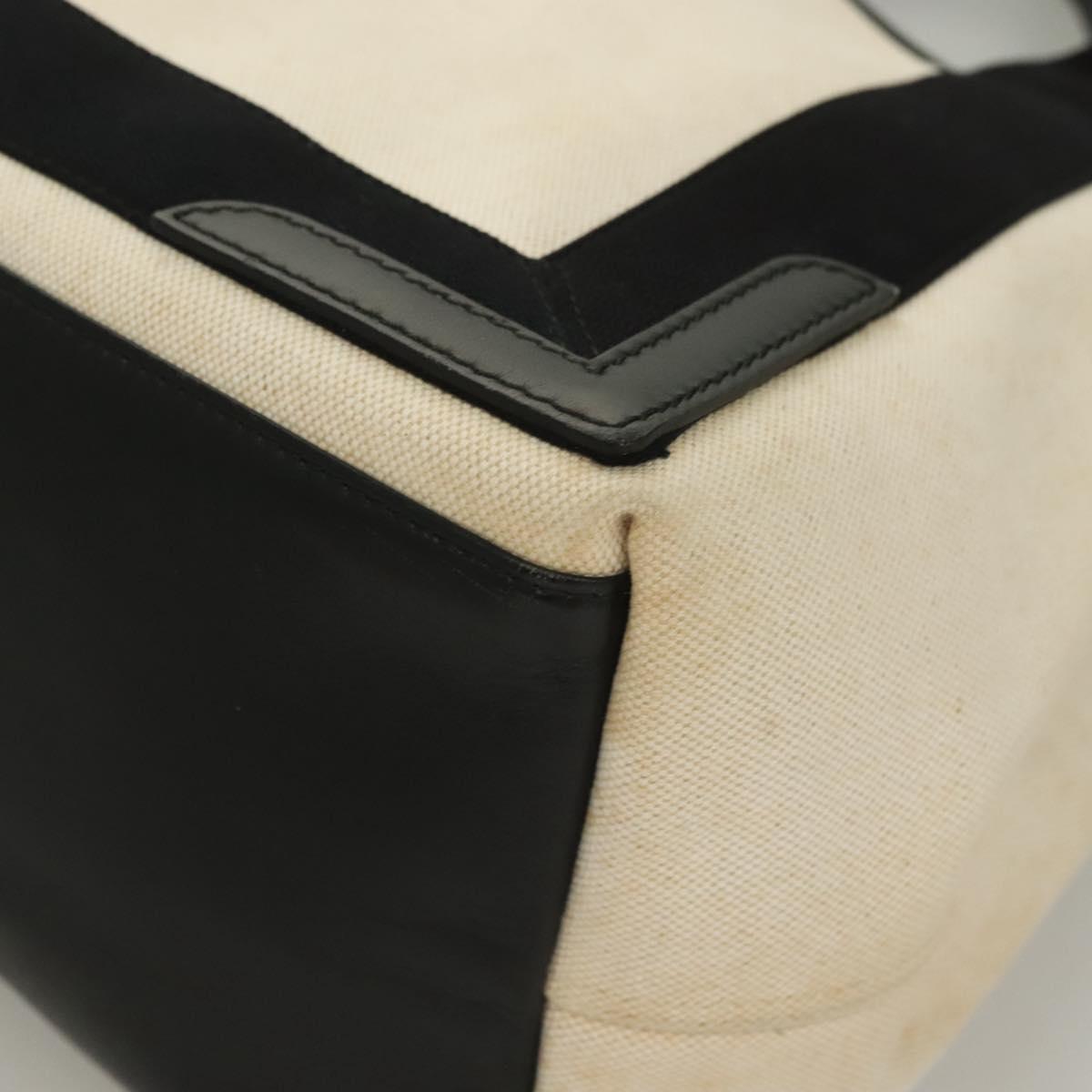 BALENCIAGA Navy Cabas S Hand Bag Canvas Black White 339933 Auth 129400