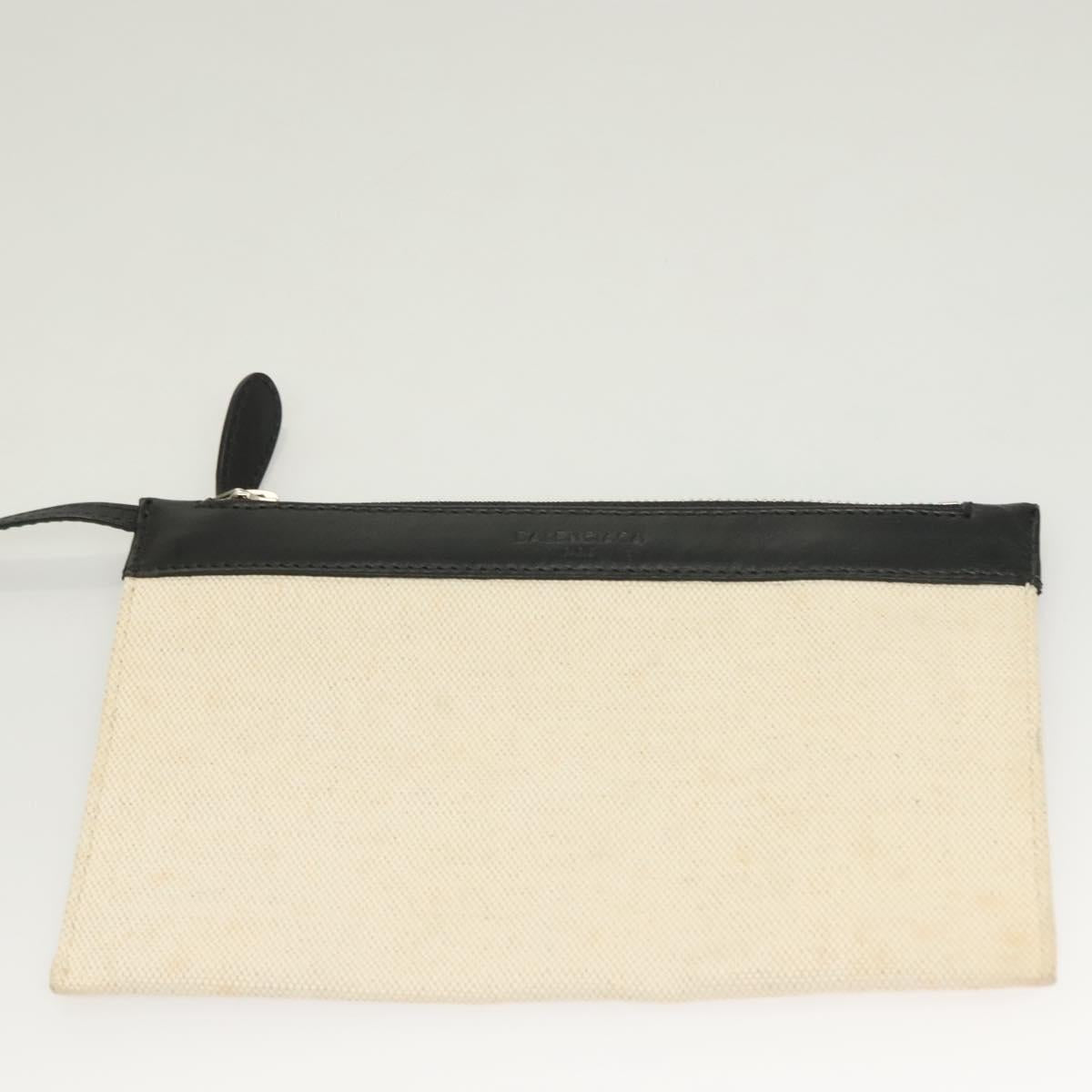 BALENCIAGA Navy Cabas S Hand Bag Canvas Black White 339933 Auth 129400