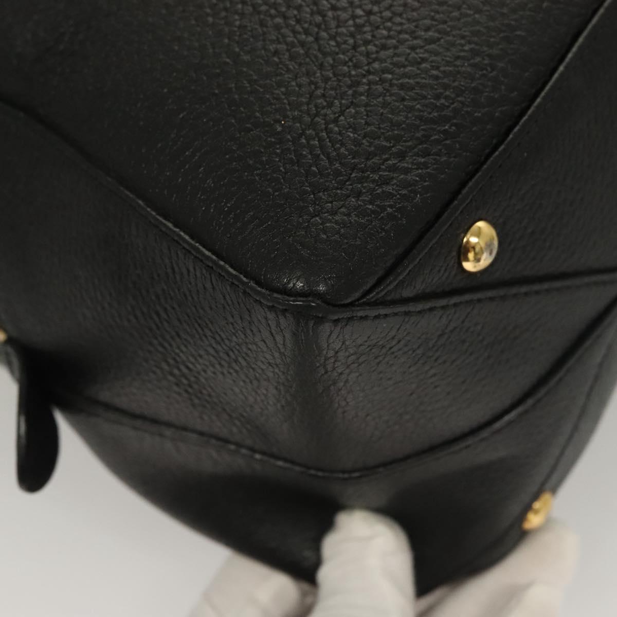 MCM Studs Hand Bag Leather 2way Black Gold Auth 129401