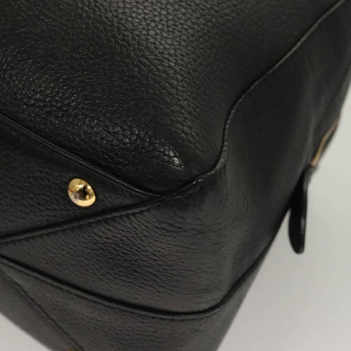 MCM Studs Hand Bag Leather 2way Black Gold Auth 129401