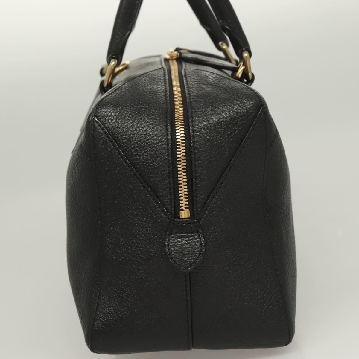 MCM Studs Hand Bag Leather 2way Black Gold Auth 129401