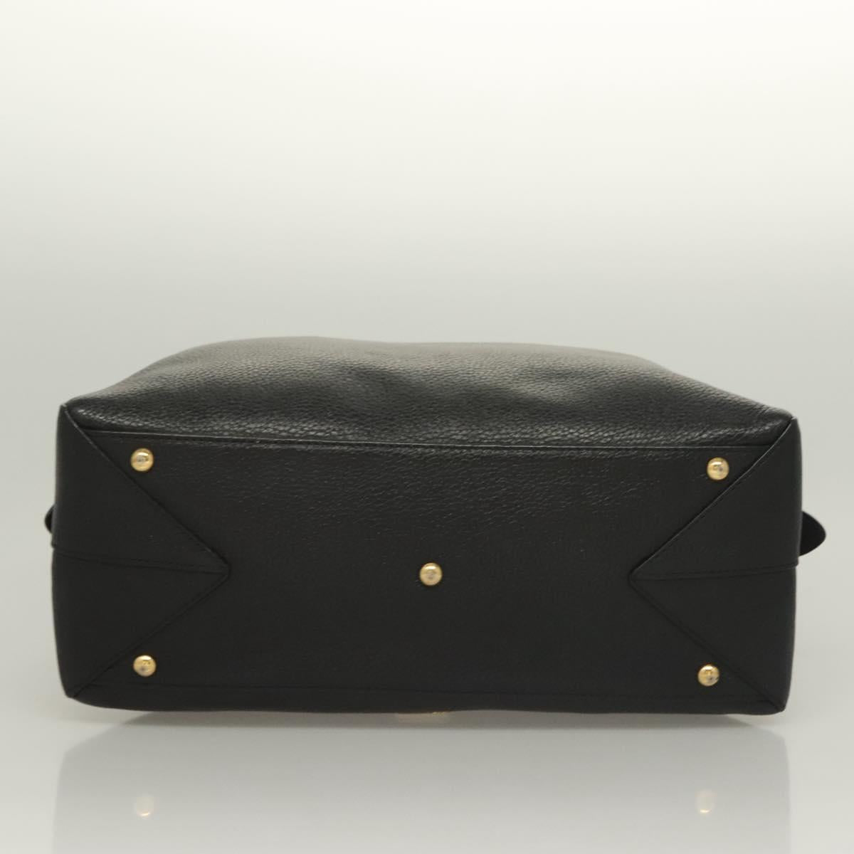 MCM Studs Hand Bag Leather 2way Black Gold Auth 129401