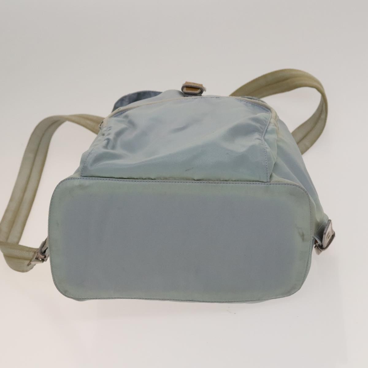 PRADA Backpack Nylon Light Blue Silver Auth 129415