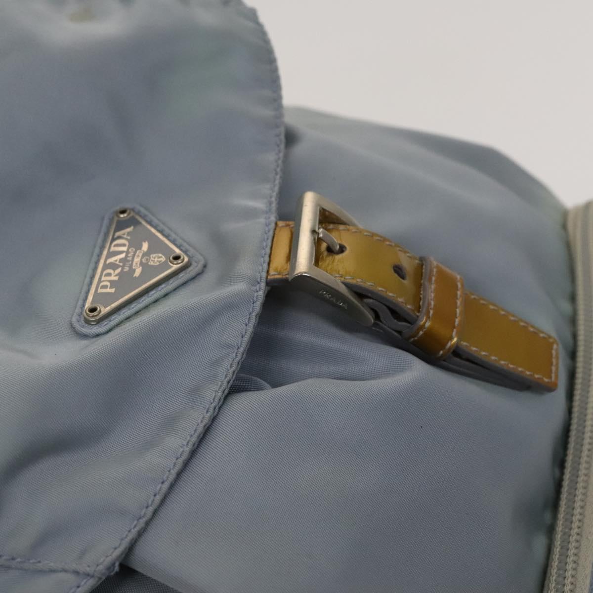 PRADA Backpack Nylon Light Blue Silver Auth 129415