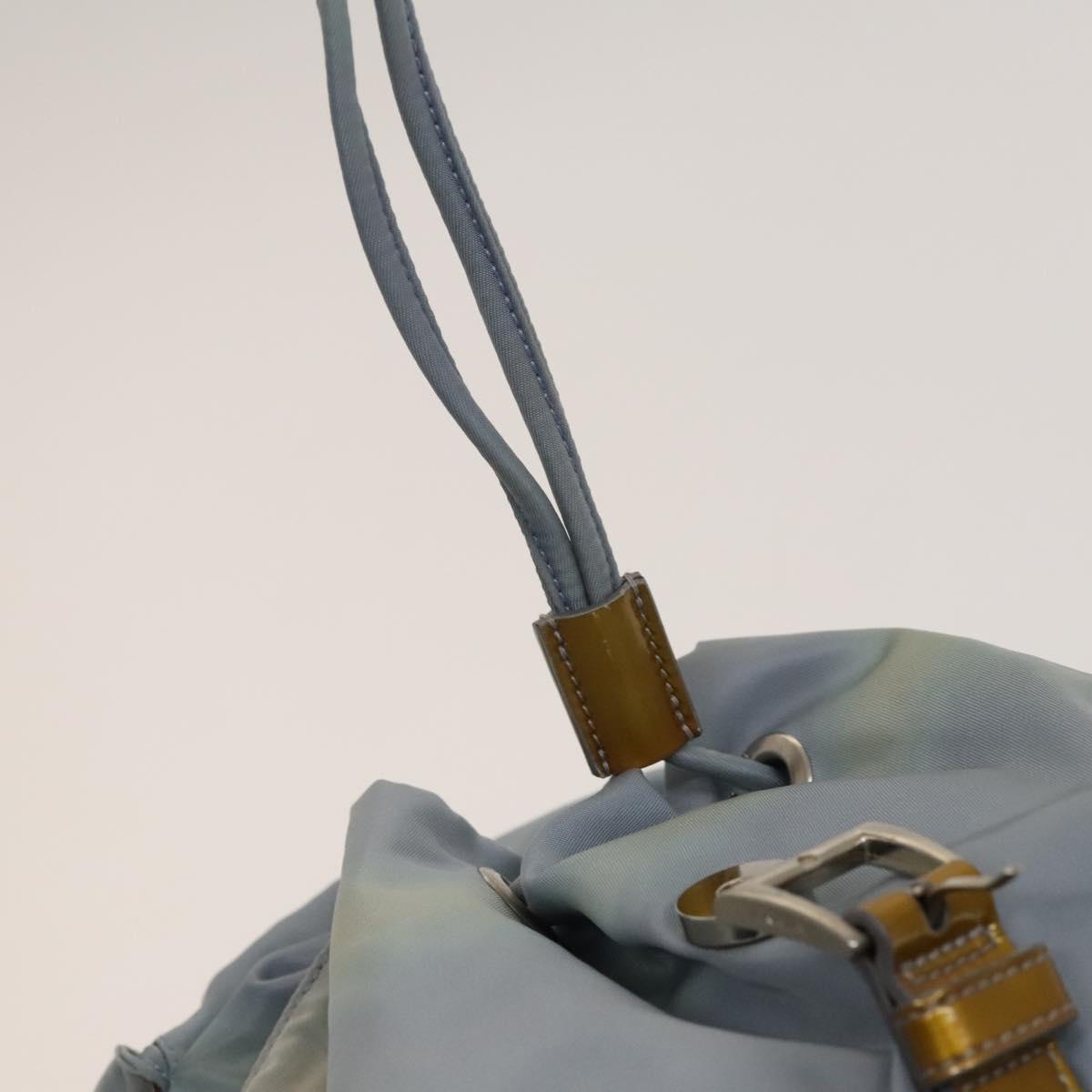 PRADA Backpack Nylon Light Blue Silver Auth 129415