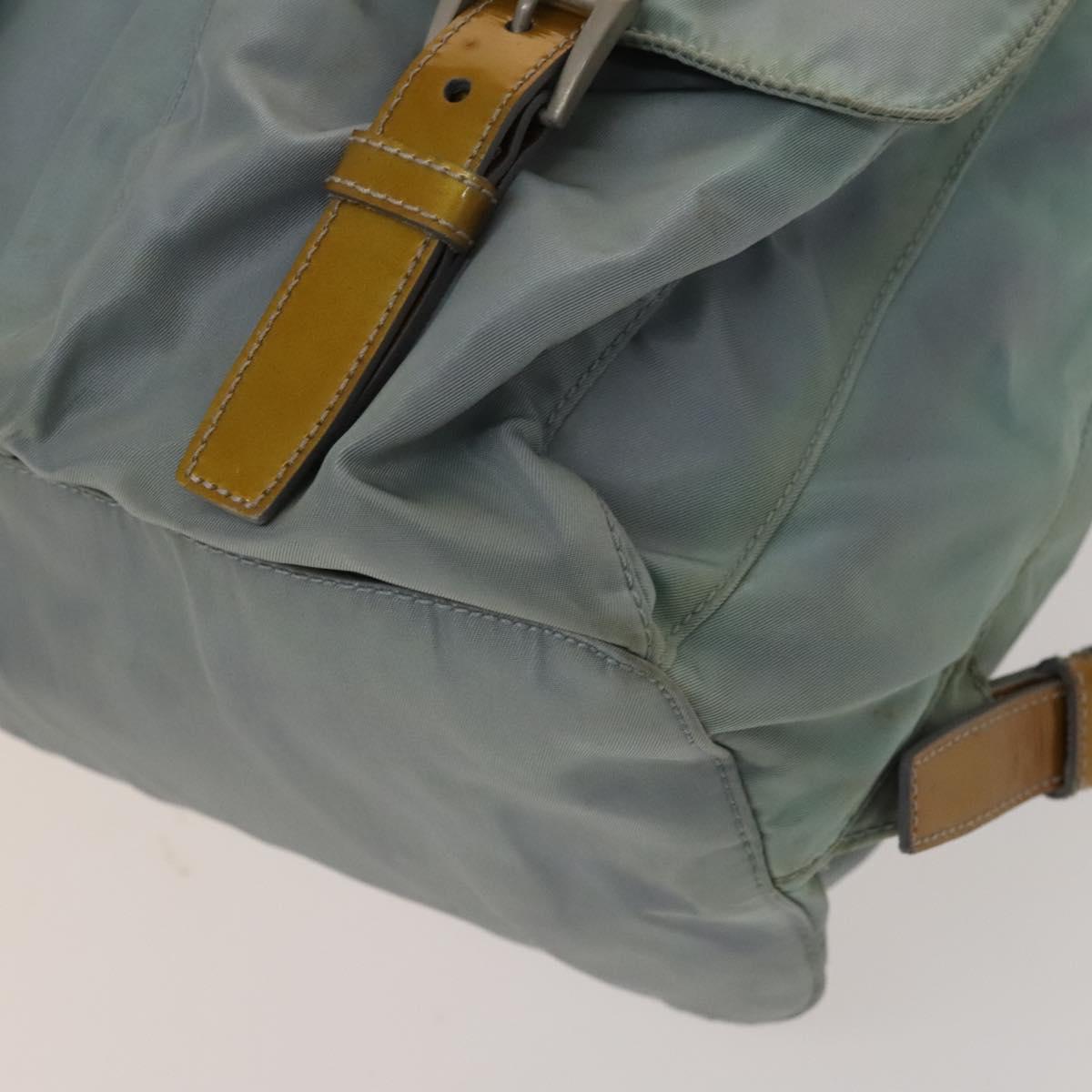 PRADA Backpack Nylon Light Blue Silver Auth 129416