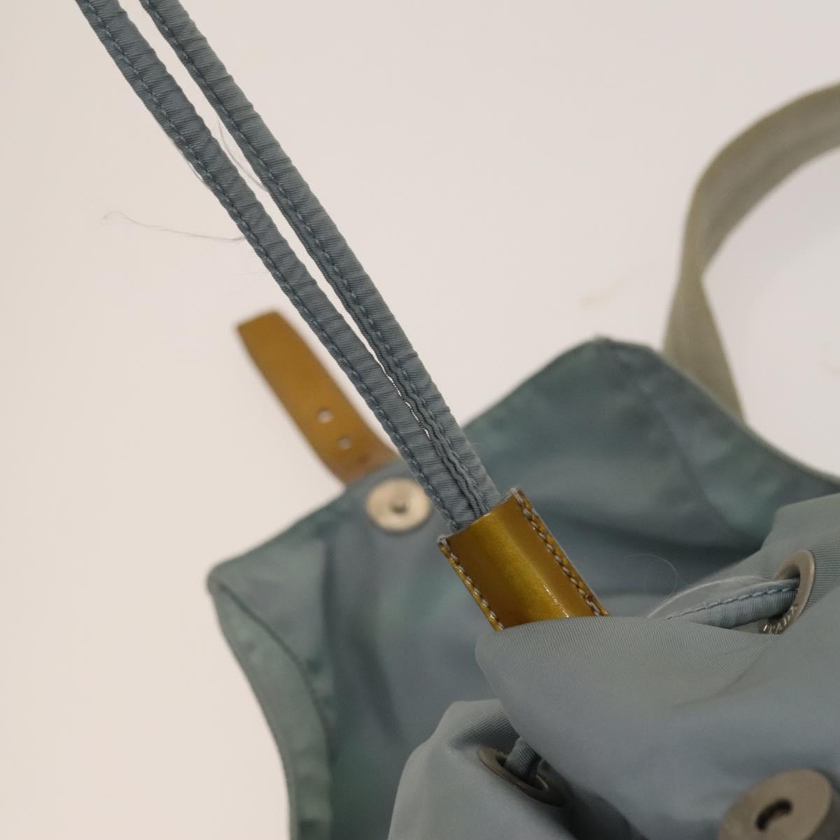 PRADA Backpack Nylon Light Blue Silver Auth 129416