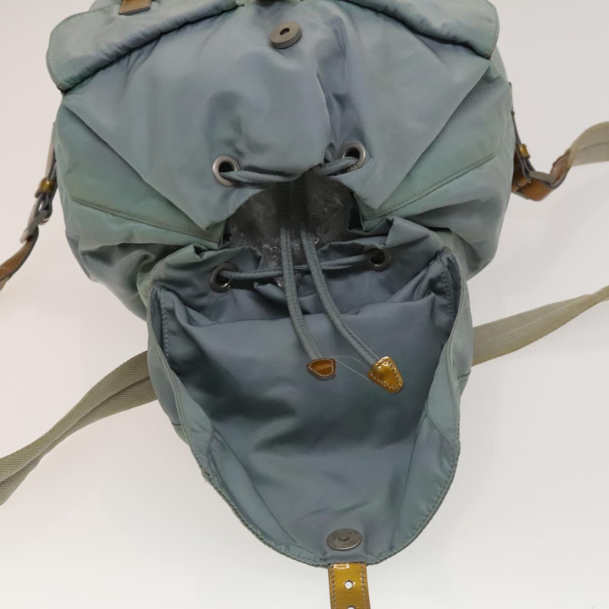 PRADA Backpack Nylon Light Blue Silver Auth 129416