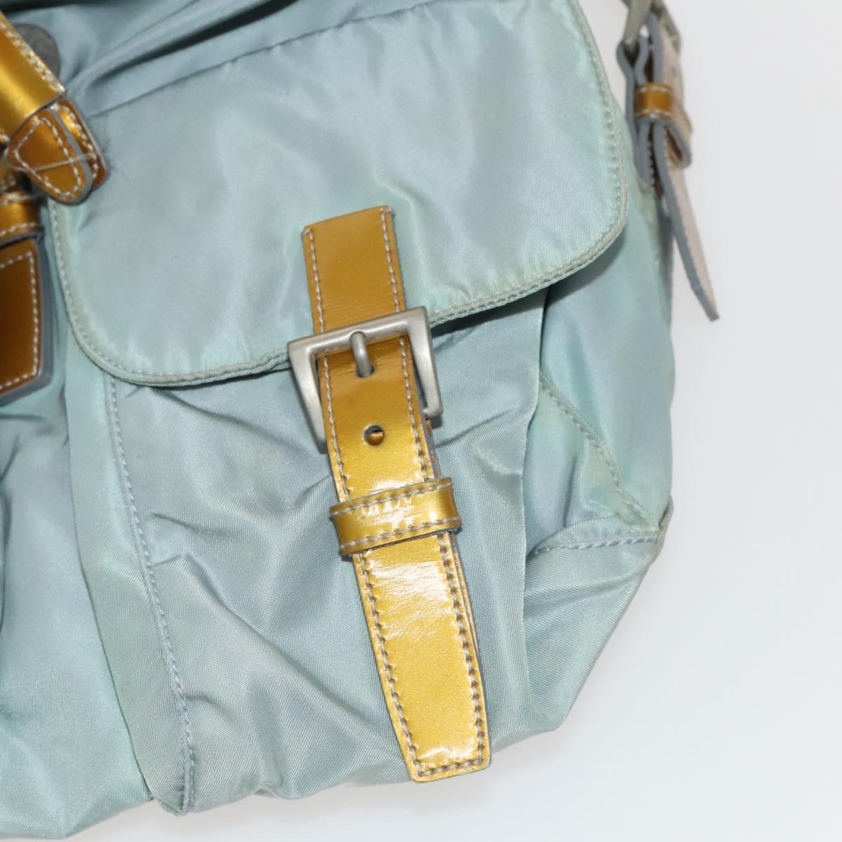 PRADA Backpack Nylon Light Blue Silver Auth 129416