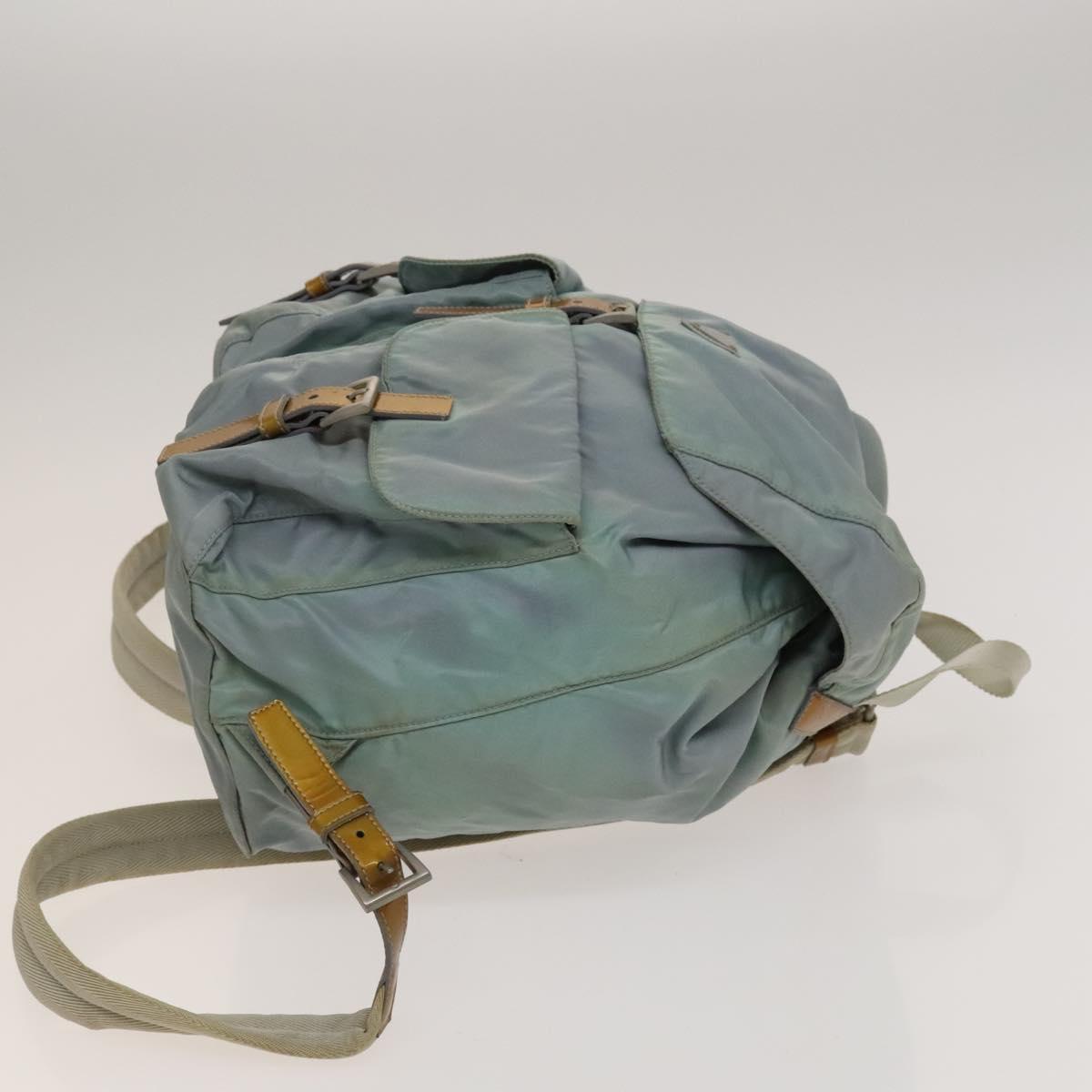 PRADA Backpack Nylon Light Blue Silver Auth 129416