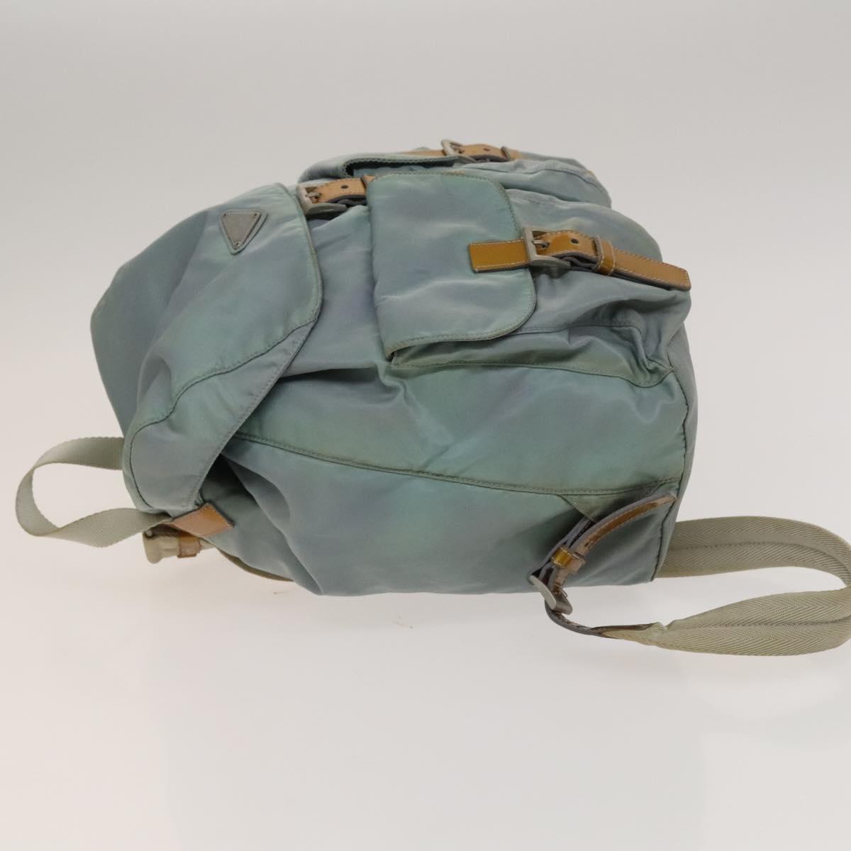 PRADA Backpack Nylon Light Blue Silver Auth 129416