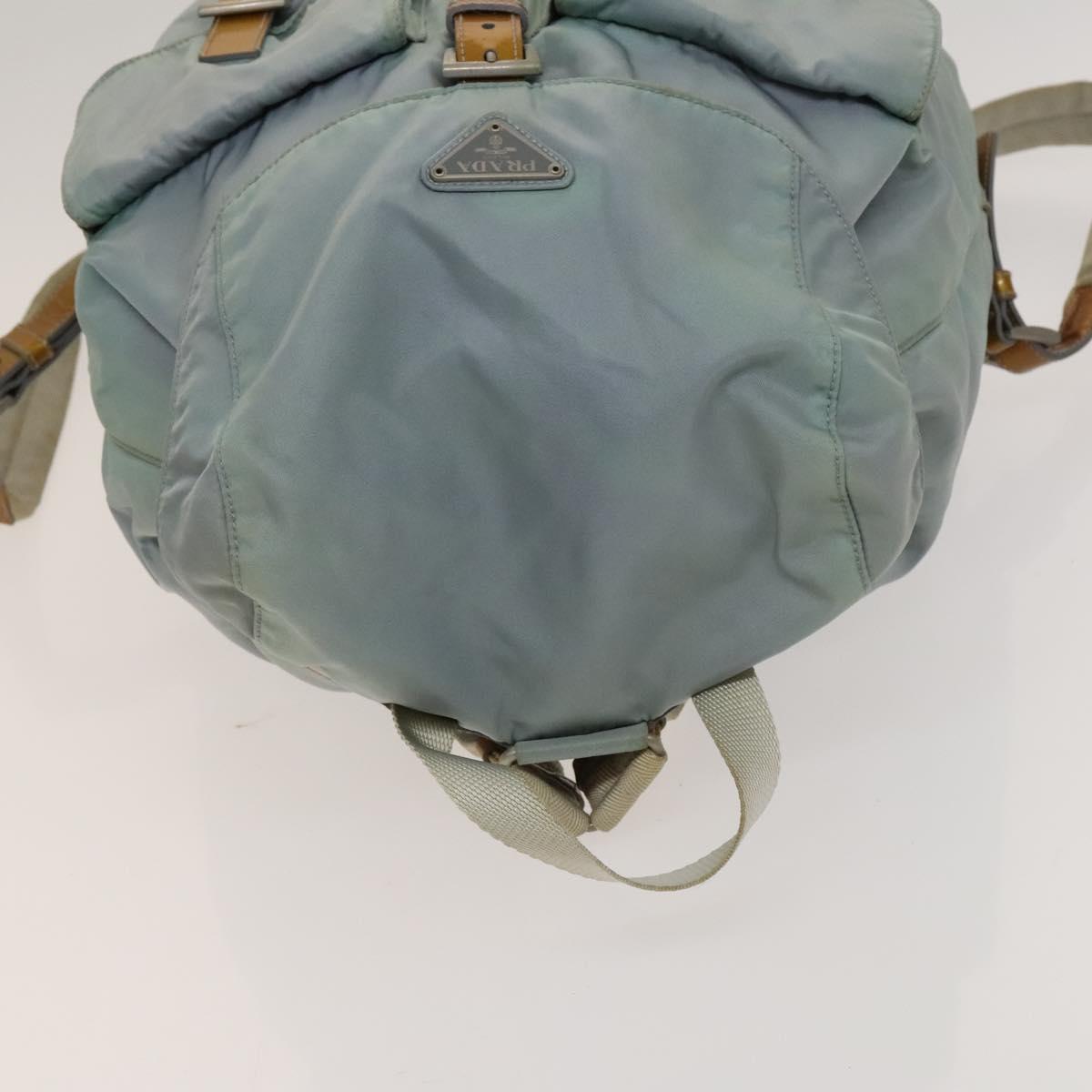 PRADA Backpack Nylon Light Blue Silver Auth 129416