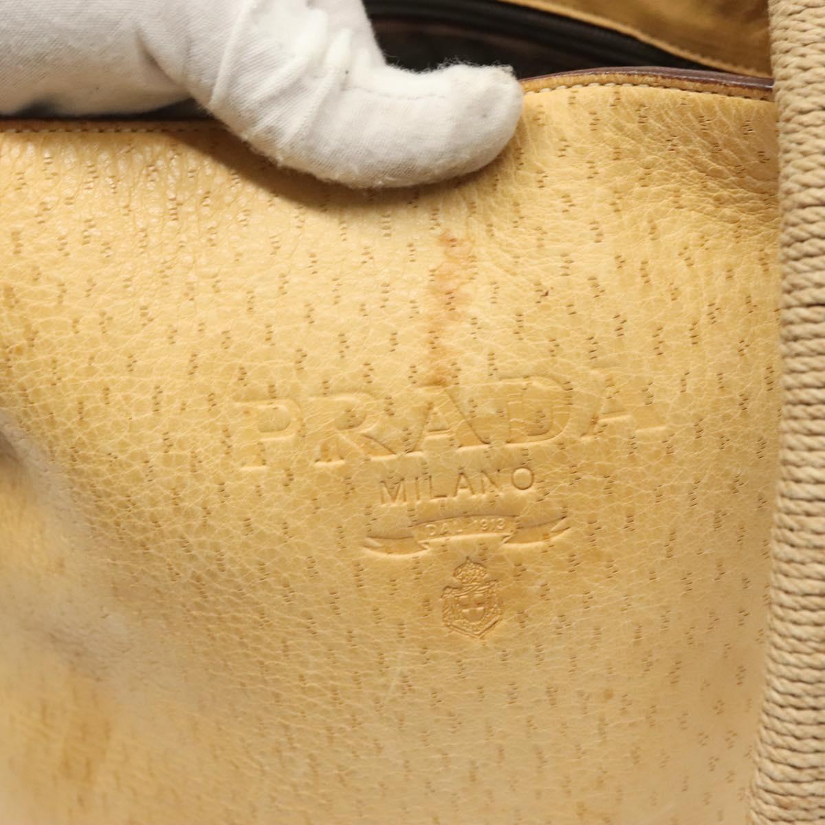 PRADA Shoulder Bag Leather Beige Auth 129420