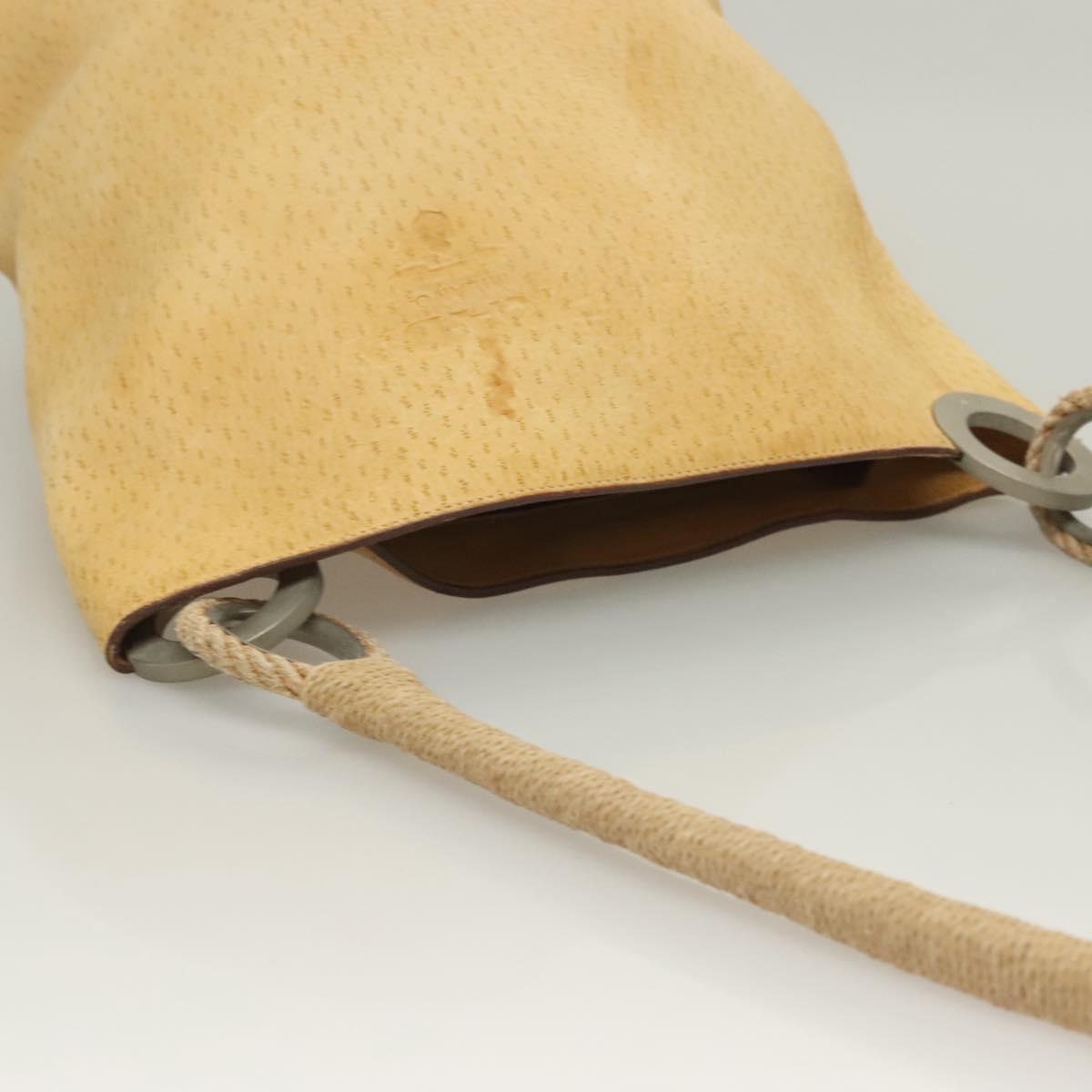 PRADA Shoulder Bag Leather Beige Auth 129420