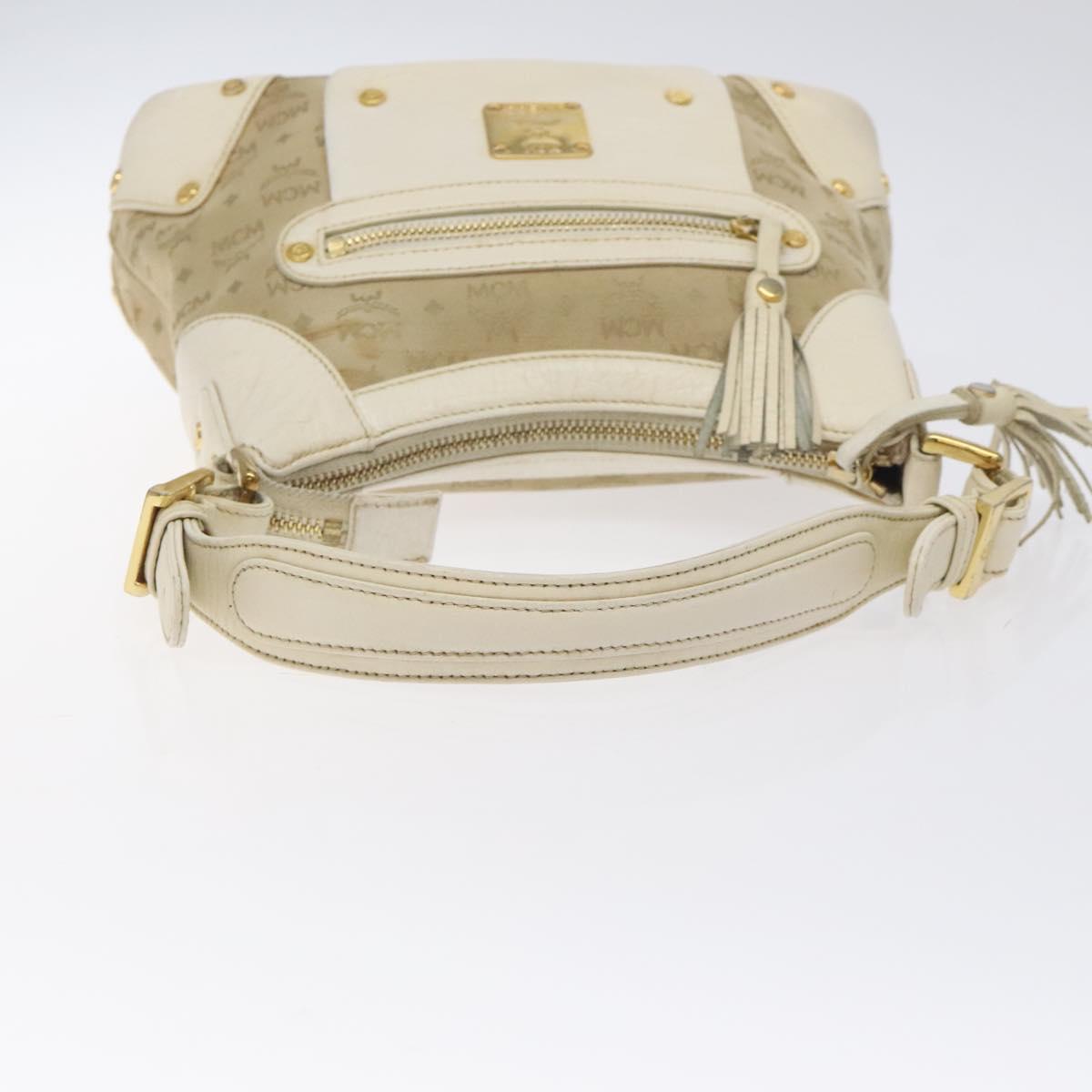 MCM Vicetos Logogram Shoulder Bag Canvas Beige Gold Auth 129427