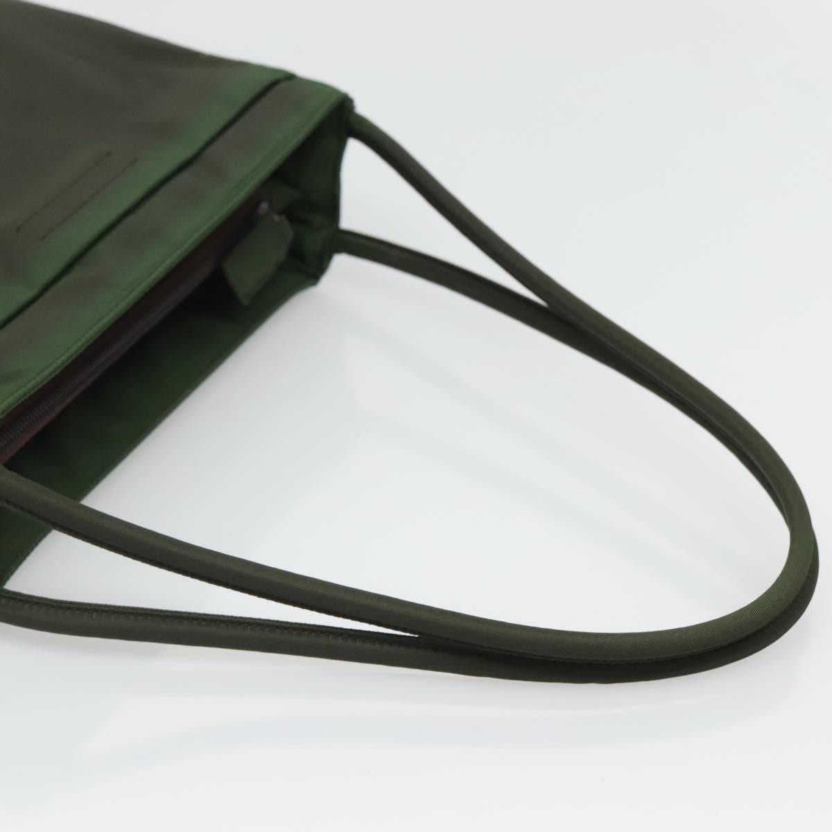 PRADA Shoulder Bag Nylon Khaki Silver Auth 129429