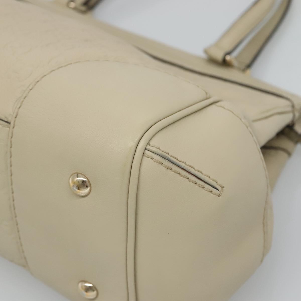 GUCCI GG Canvas Guccissima Pretty Tote Bag Leather Beige Gold 257063 Auth 129430