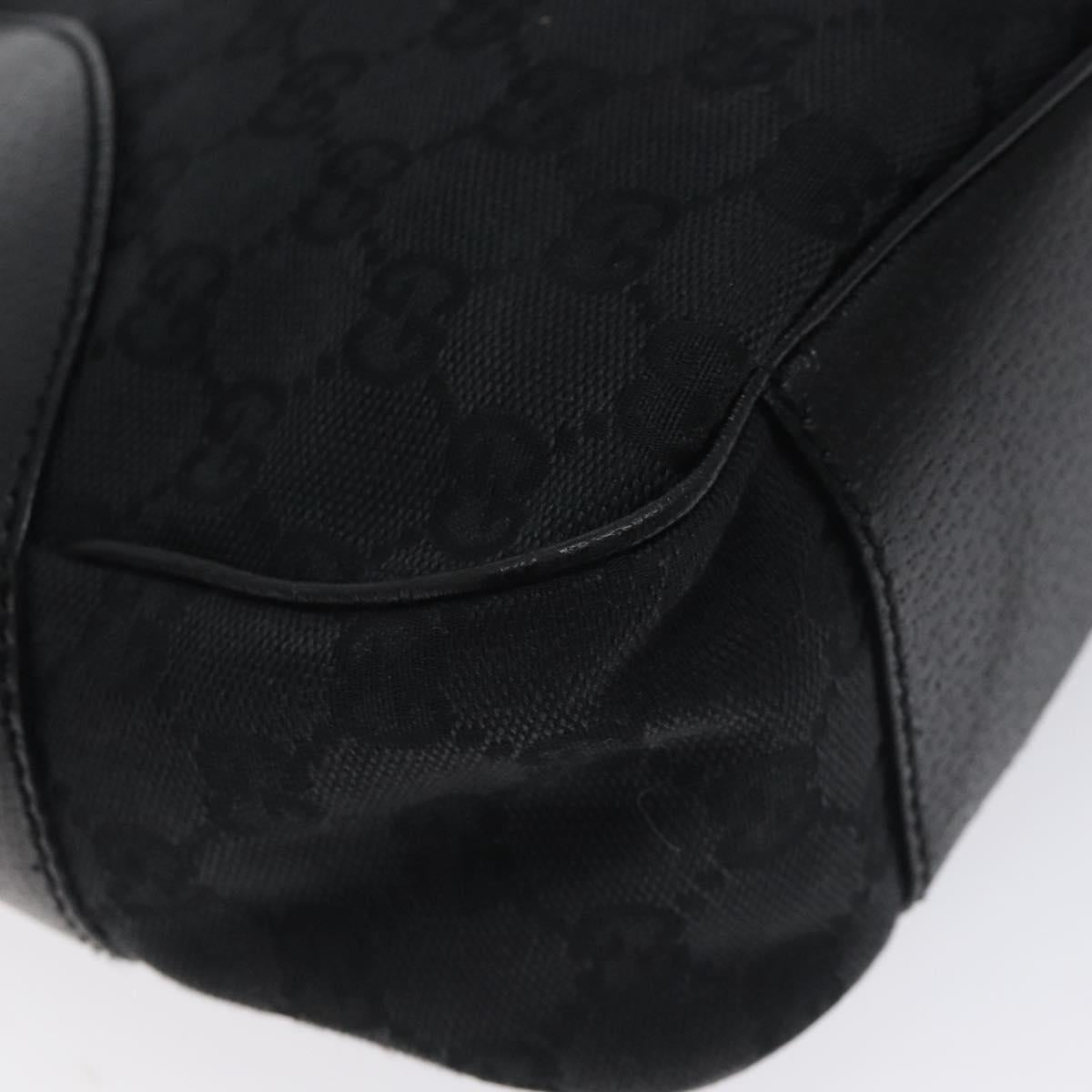 GUCCI GG Canvas Shoulder Bag Black Silver 113012 Auth 129432V