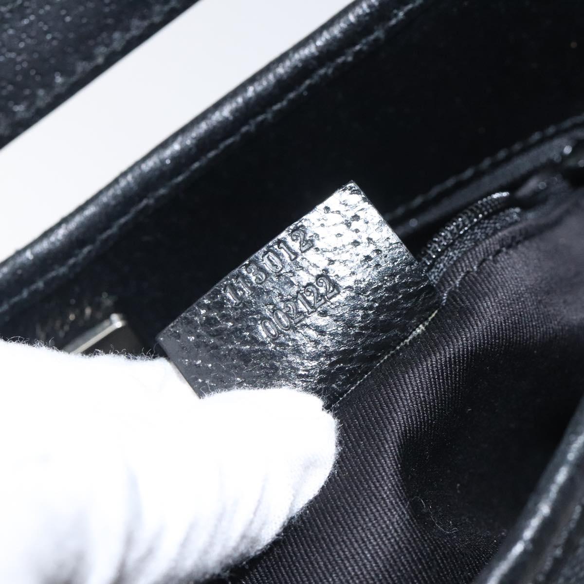 GUCCI GG Canvas Shoulder Bag Black Silver 113012 Auth 129432V