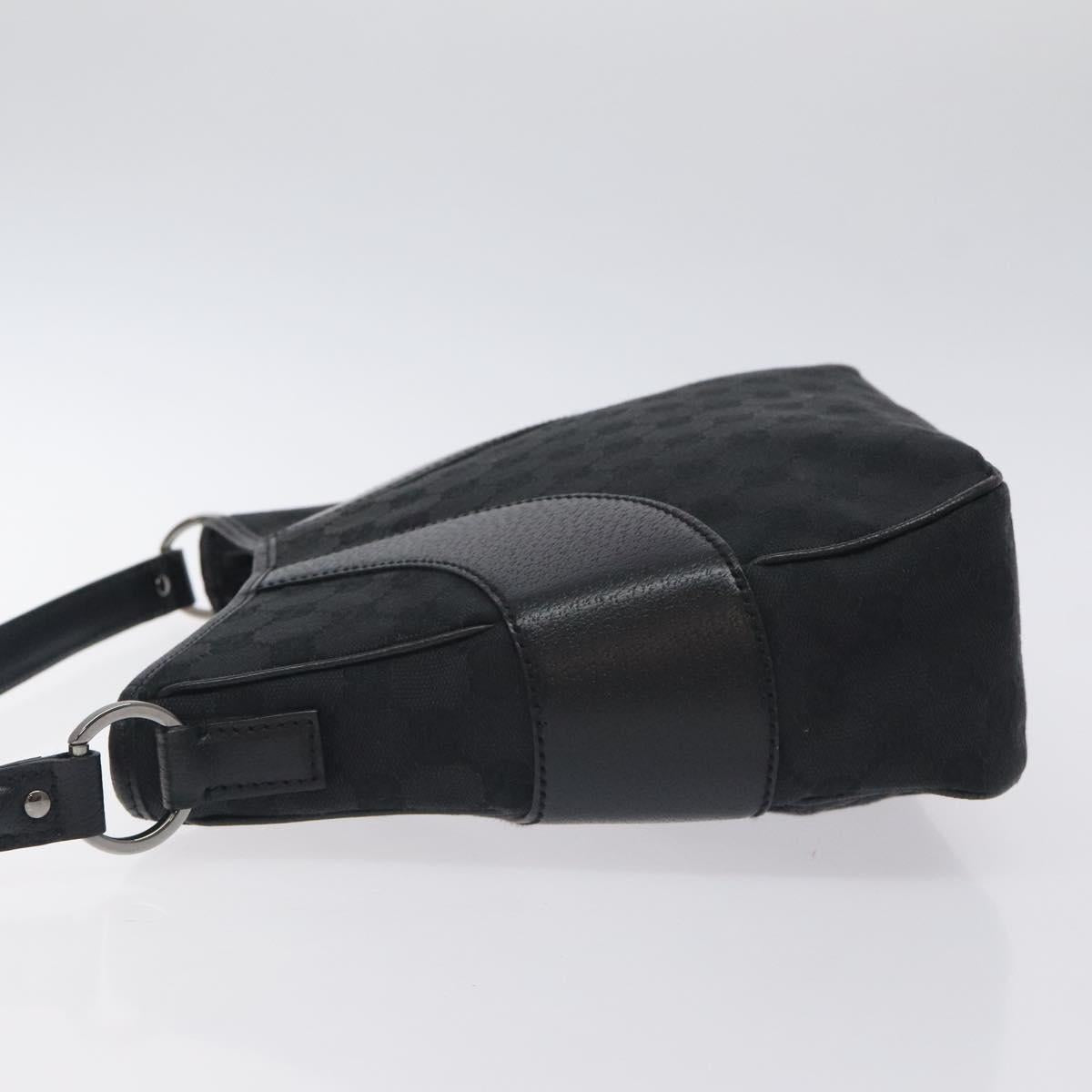 GUCCI GG Canvas Shoulder Bag Black Silver 113012 Auth 129432V