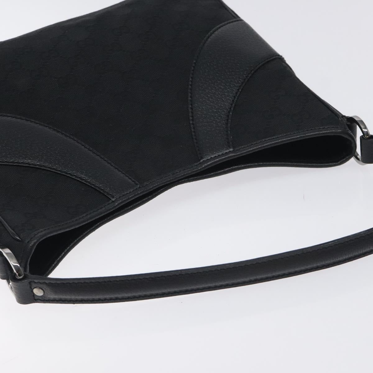 GUCCI GG Canvas Shoulder Bag Black Silver 113012 Auth 129432V