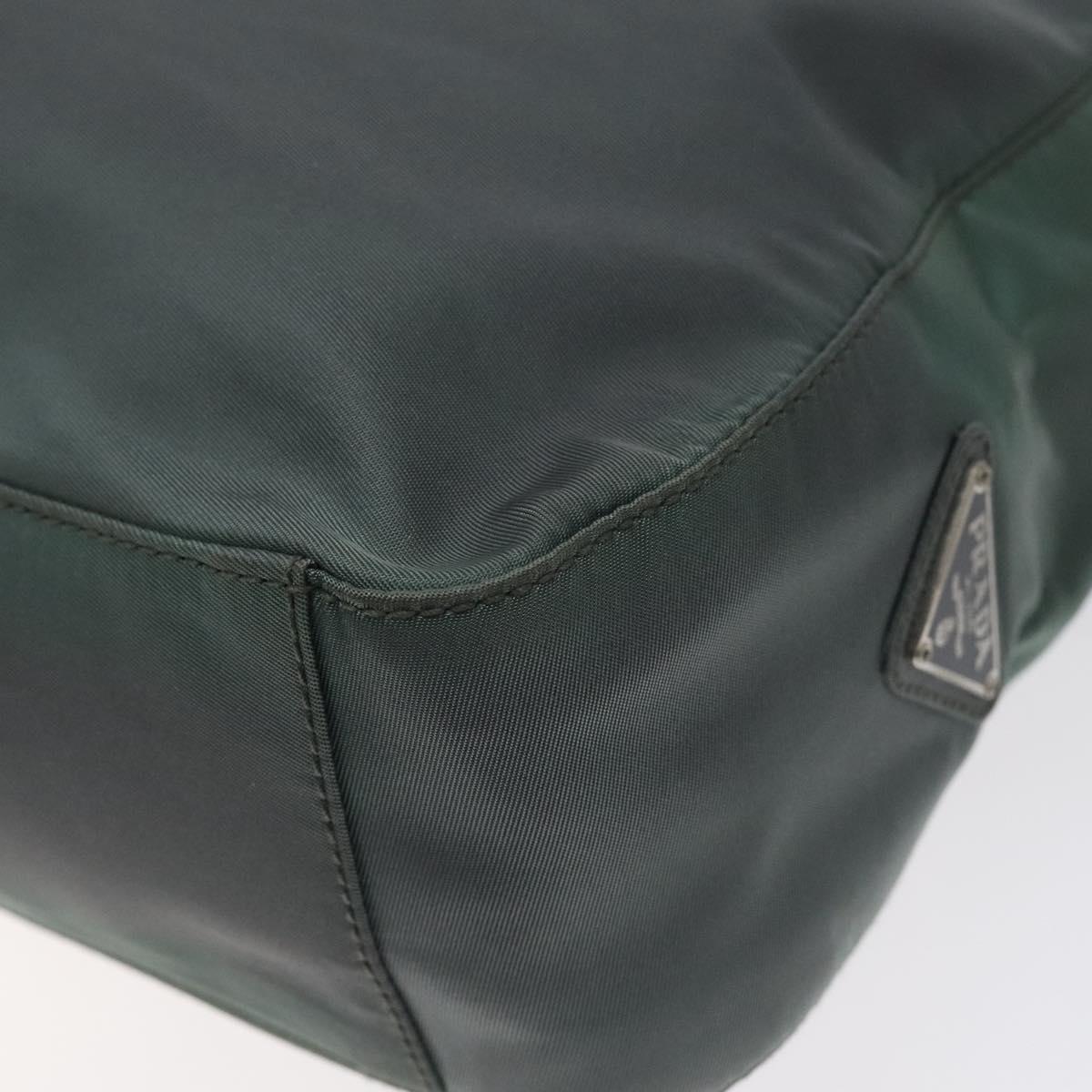 PRADA Shoulder Bag Nylon Green Silver Auth 129439