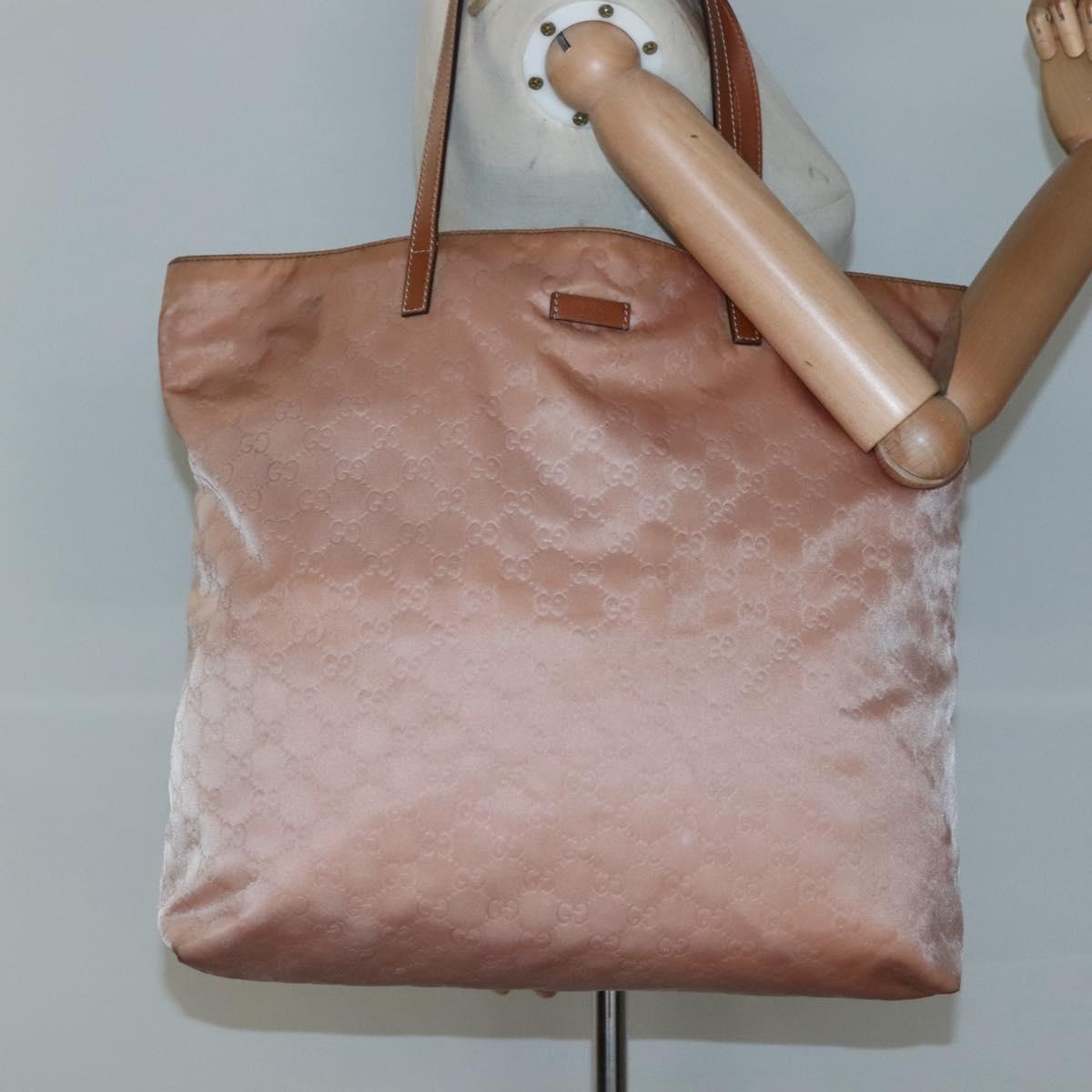 GUCCI GG Canvas Tote Bag Nylon Pink Gold 295252 Auth 129450