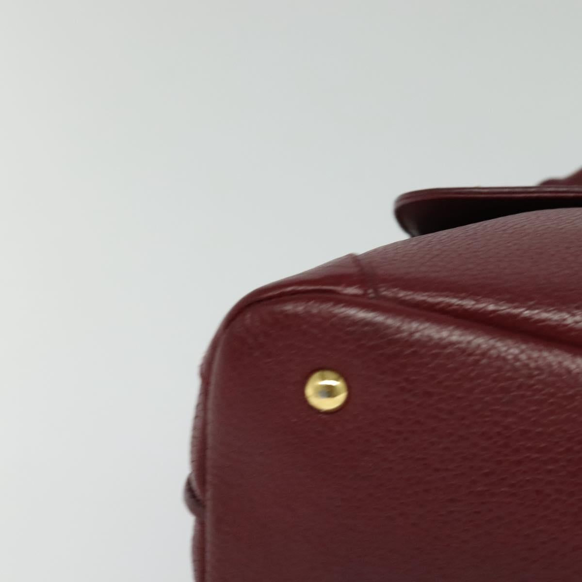 MCM Studs Hand Bag Leather 2way Bordeaux Gold Auth 129455