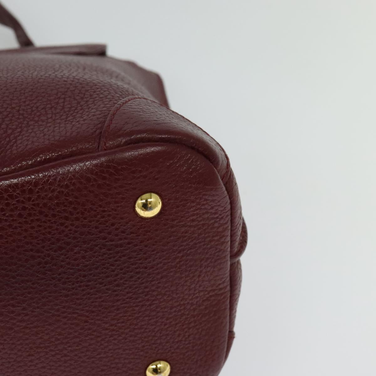 MCM Studs Hand Bag Leather 2way Bordeaux Gold Auth 129455