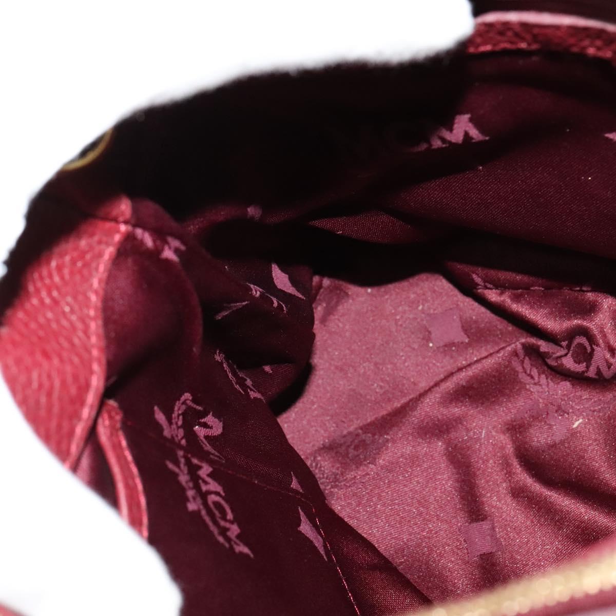 MCM Studs Hand Bag Leather 2way Bordeaux Gold Auth 129455