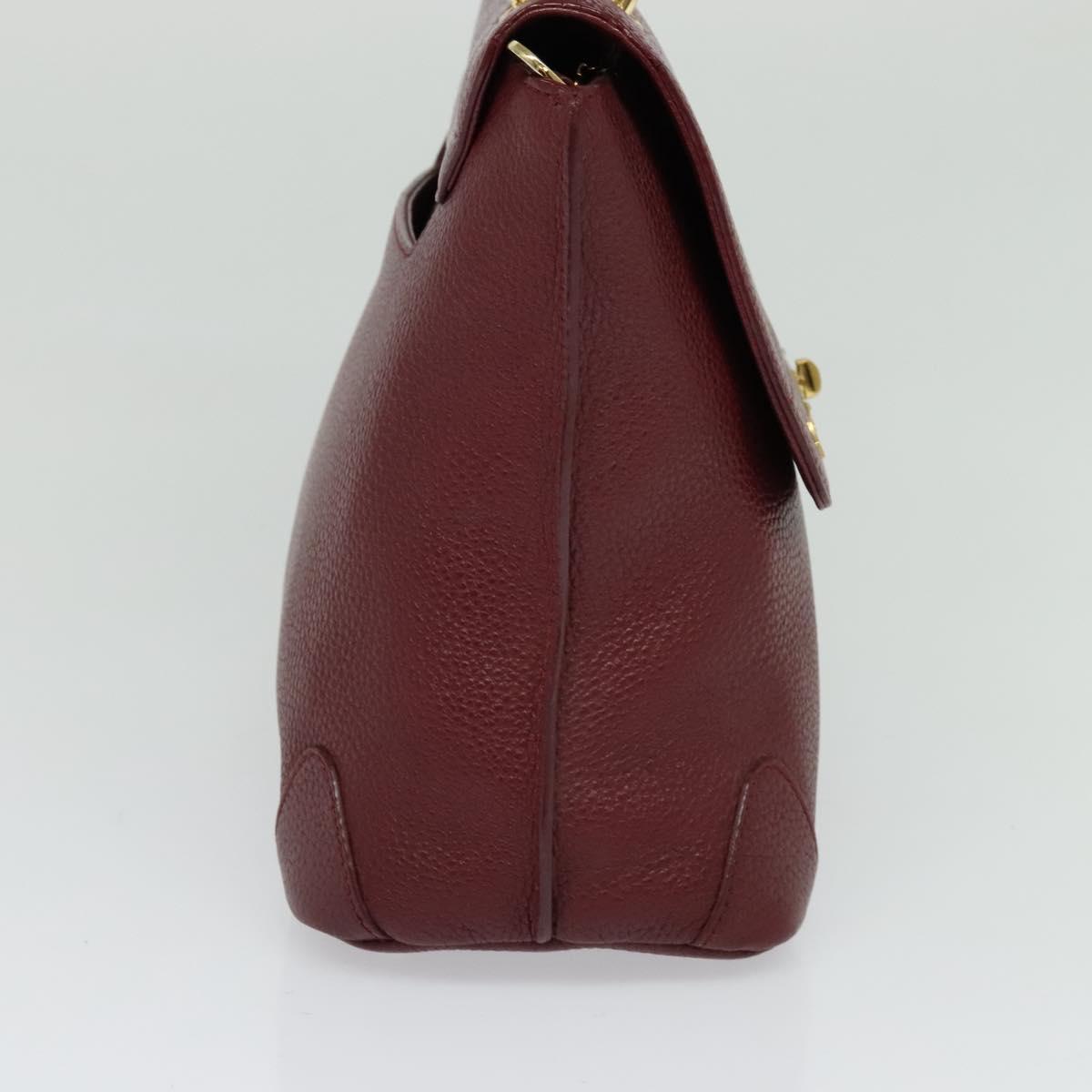 MCM Studs Hand Bag Leather 2way Bordeaux Gold Auth 129455