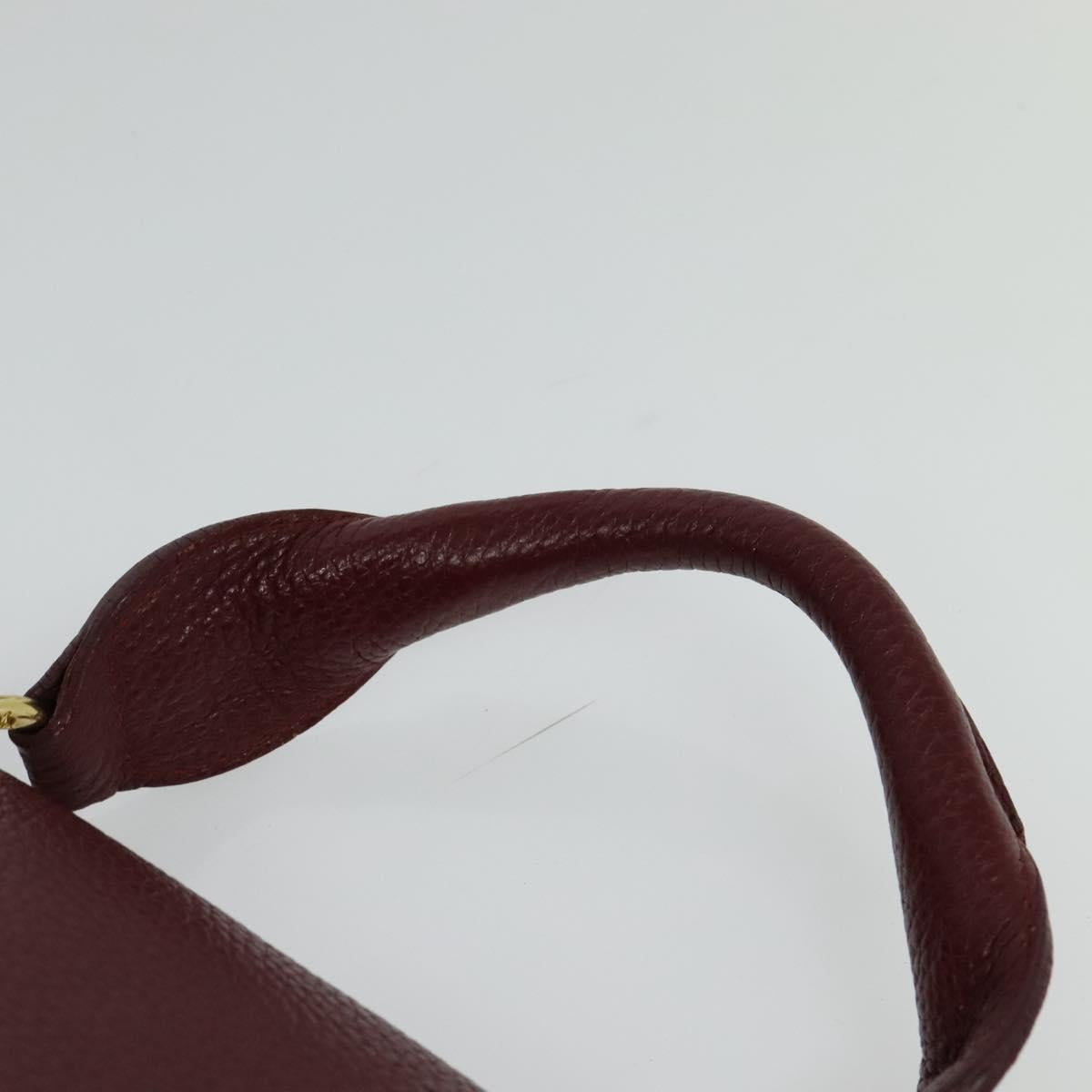 MCM Studs Hand Bag Leather 2way Bordeaux Gold Auth 129455