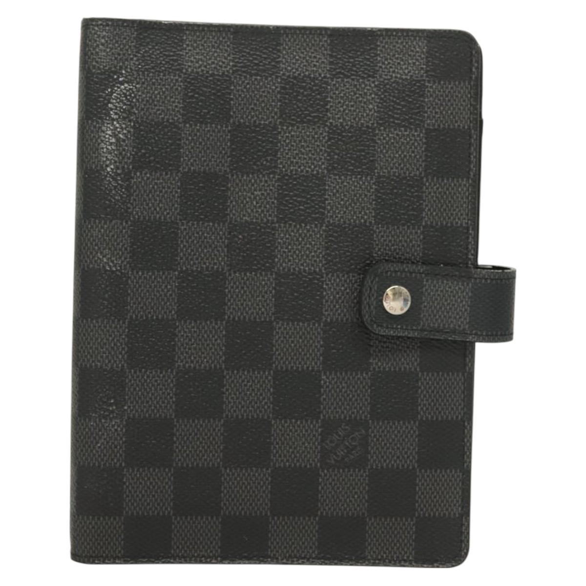 LOUIS VUITTON Damier Graphite Agenda MM Day Planner Cover R20242 LV Auth 129464