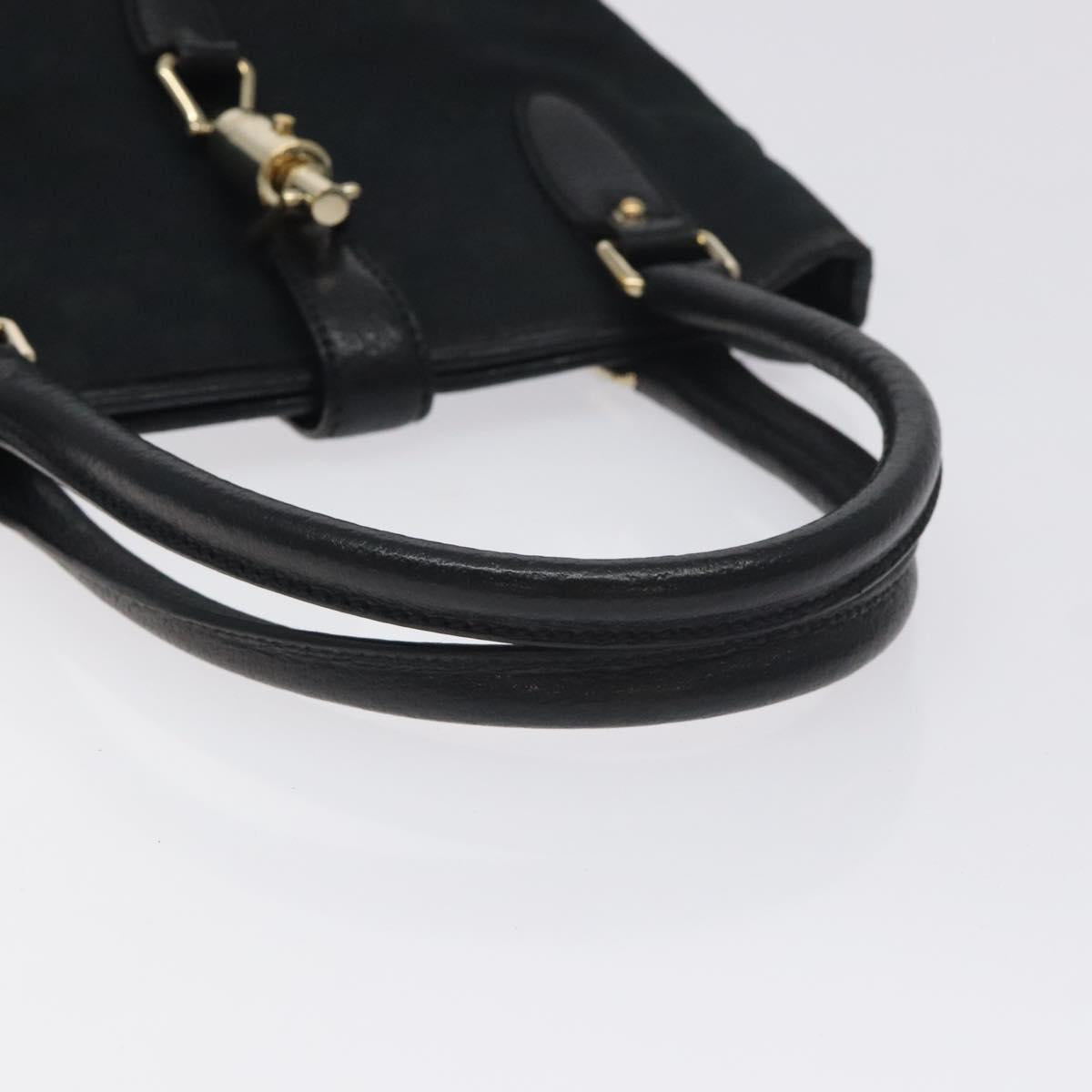 GUCCI GG Canvas Jackie Hand Bag Black Silver 145817 Auth 129466