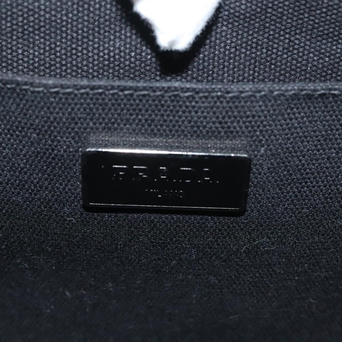 PRADA Canapa MM Hand Bag Canvas Blue Silver Camouflage Auth 129470