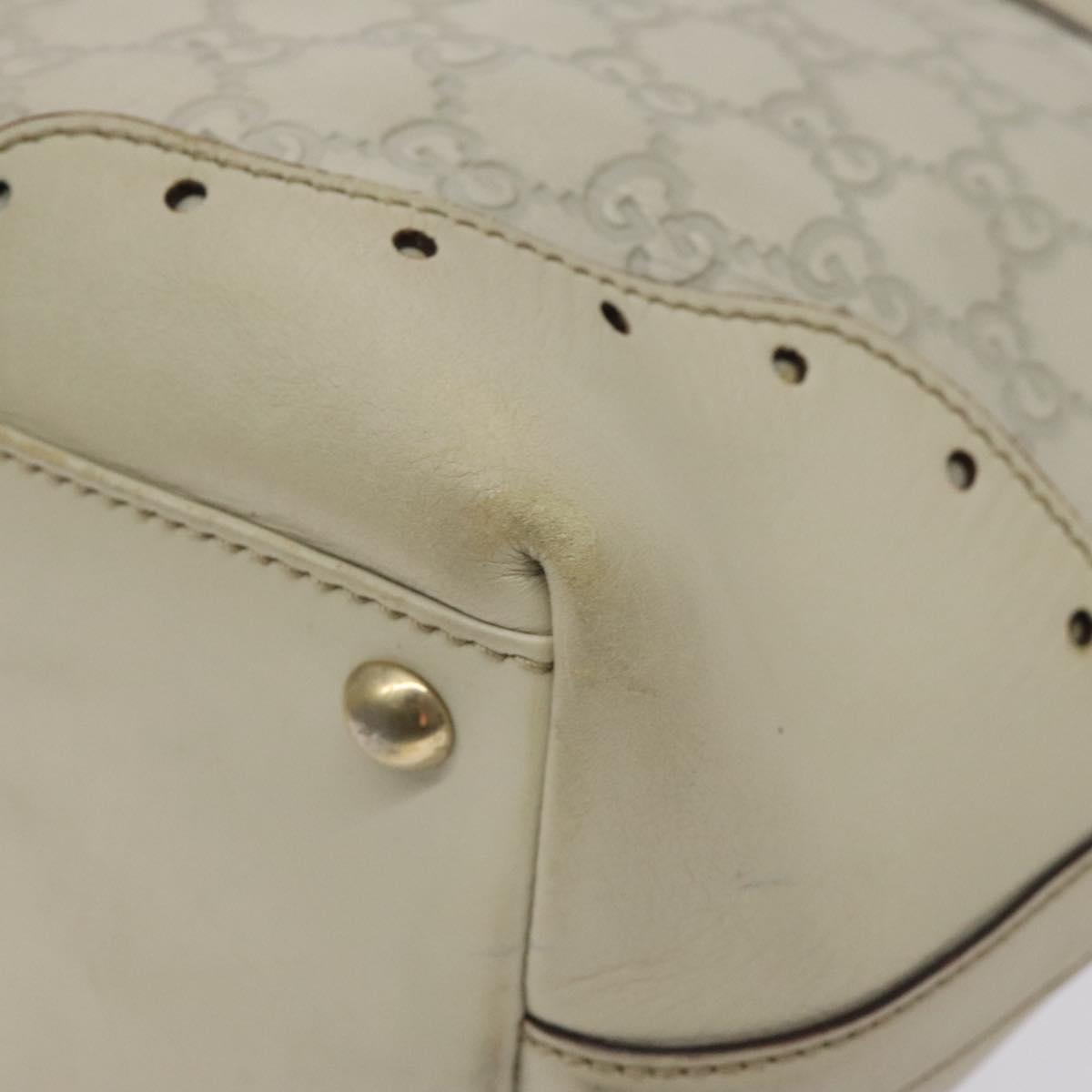 GUCCI GG Canvas Guccissima Tote Bag Leather White Gold 145993 Auth 129473