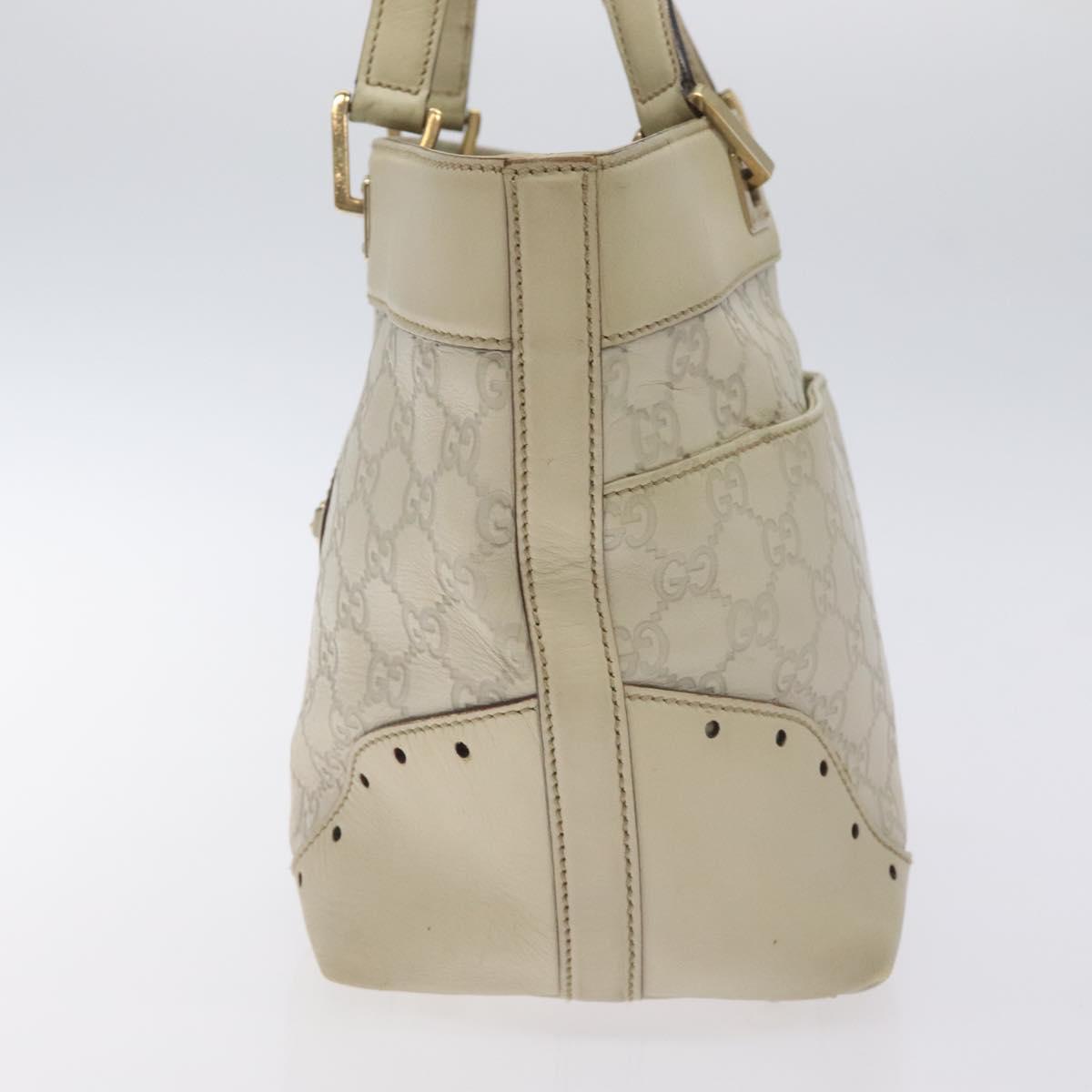 GUCCI GG Canvas Guccissima Tote Bag Leather White Gold 145993 Auth 129473