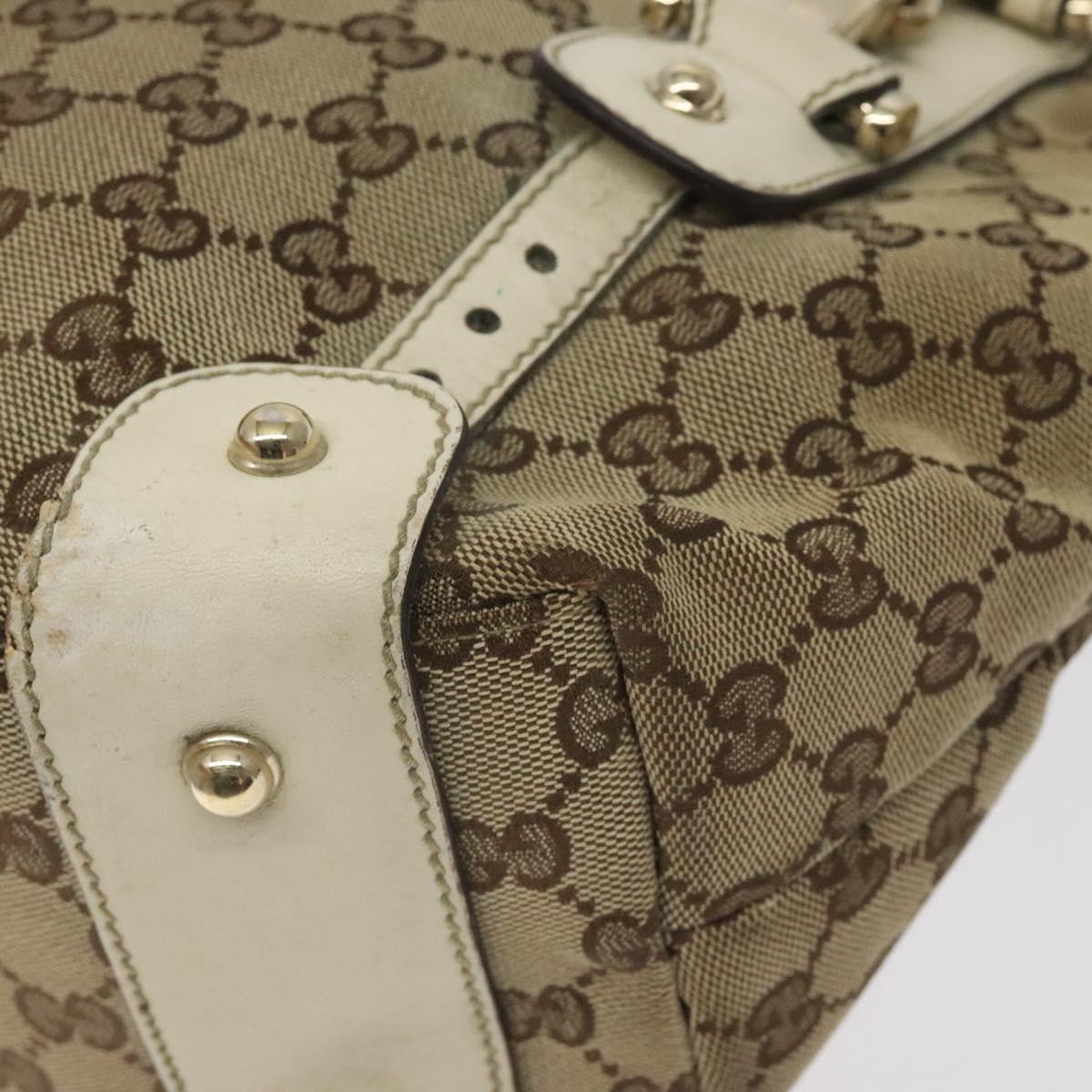 GUCCI GG Canvas Horsebit Tote Bag Gold Beige 162900 Auth 129497