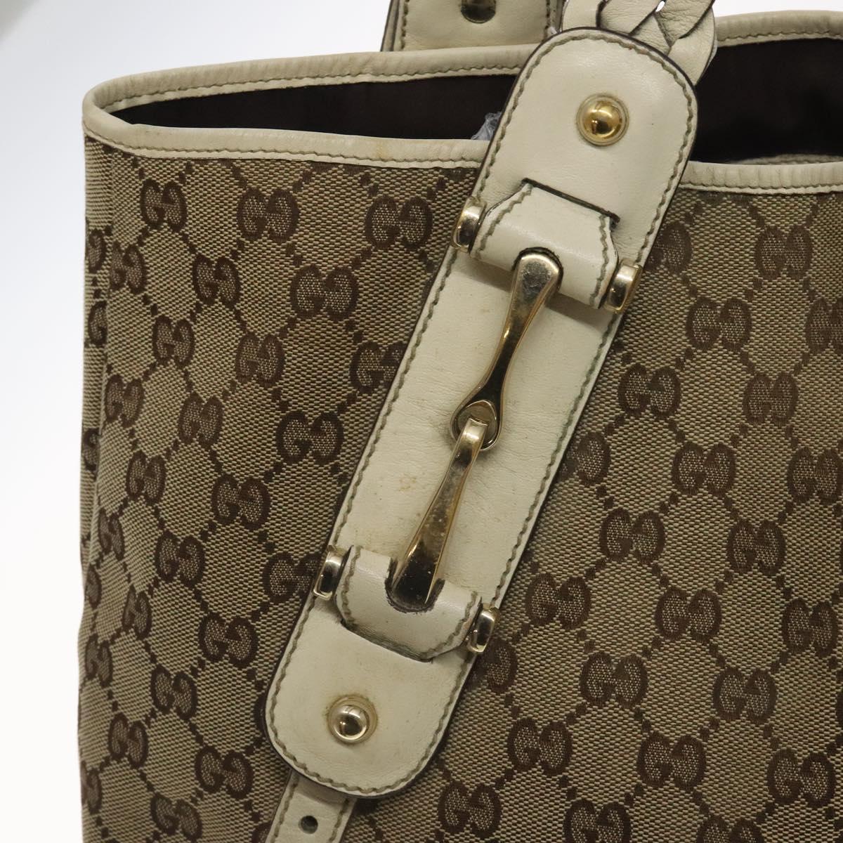 GUCCI GG Canvas Horsebit Tote Bag Gold Beige 162900 Auth 129497