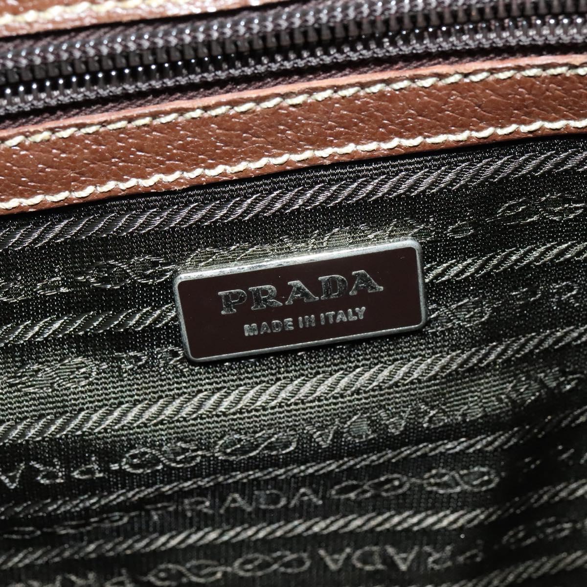 PRADA Boston Bag Leather Brown Auth 129509