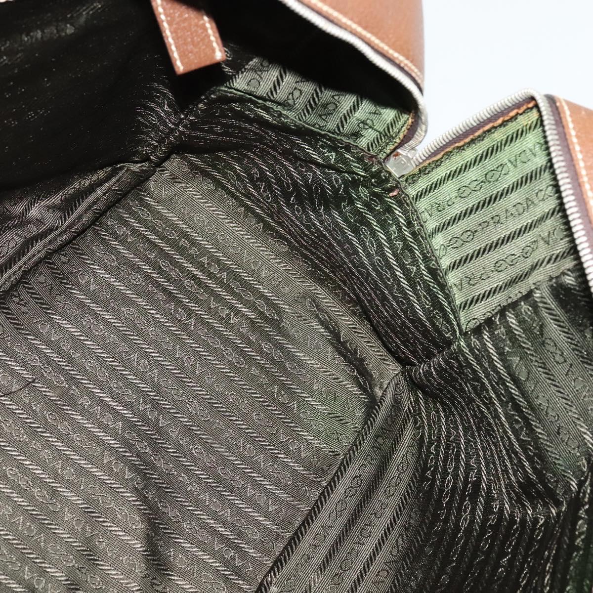 PRADA Boston Bag Leather Brown Auth 129509