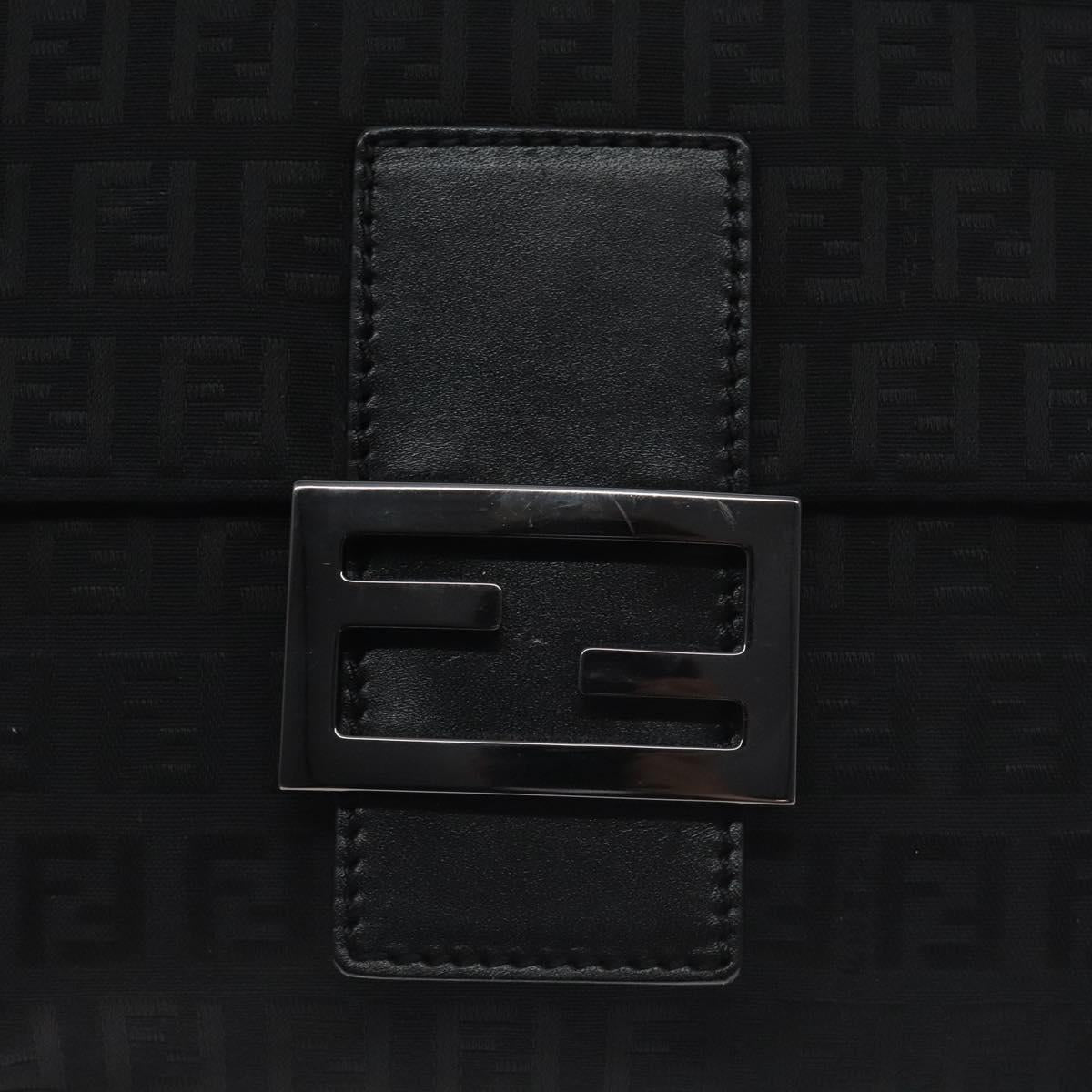 FENDI Zucchino Canvas Shoulder Bag Black Auth 129524V