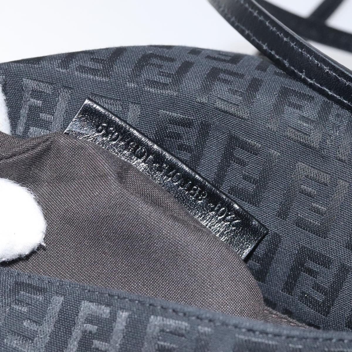 FENDI Zucchino Canvas Shoulder Bag Black Auth 129524V