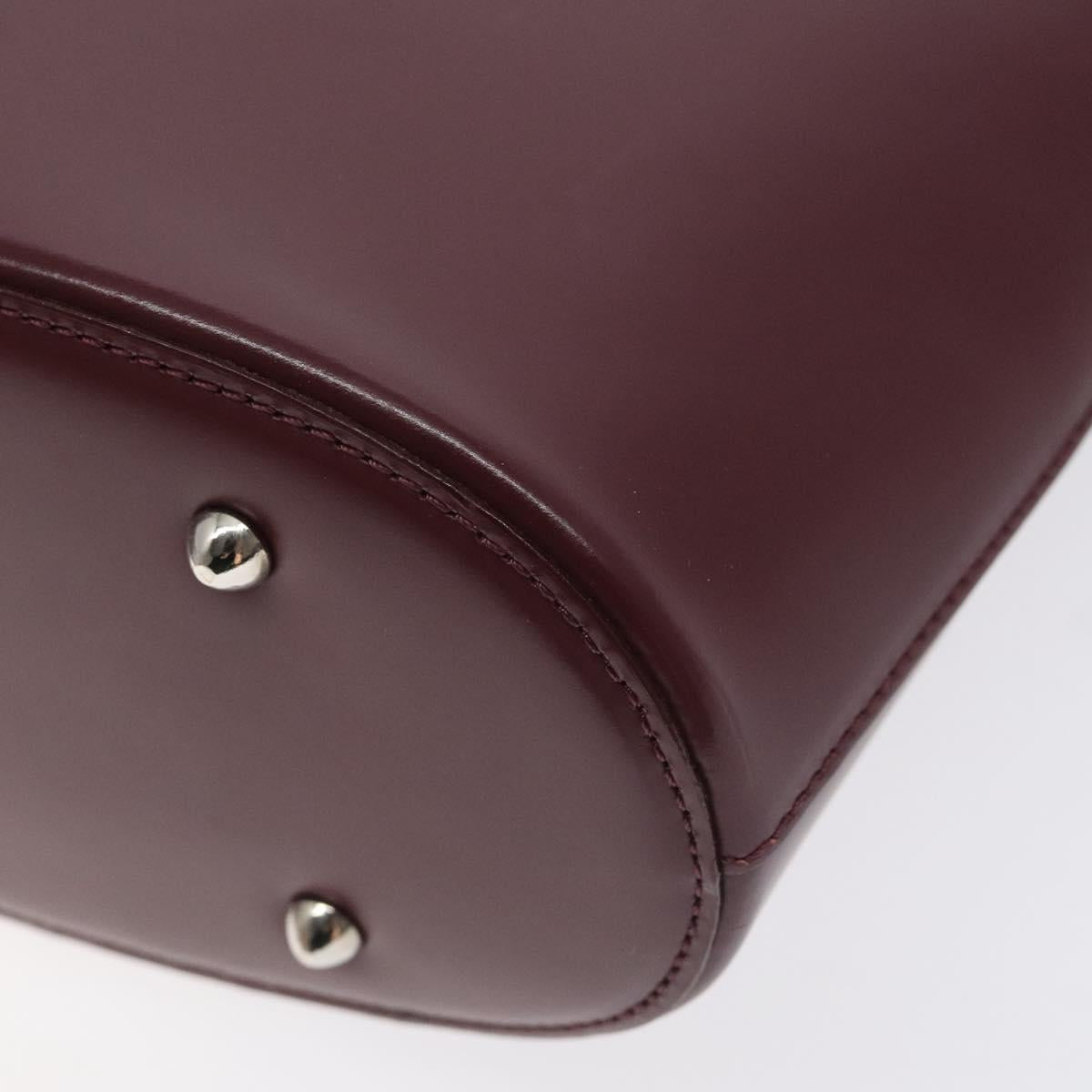 BURBERRY Tote Bag Leather Bordeaux Silver Auth 129538