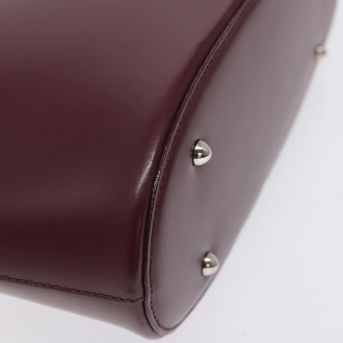 BURBERRY Tote Bag Leather Bordeaux Silver Auth 129538