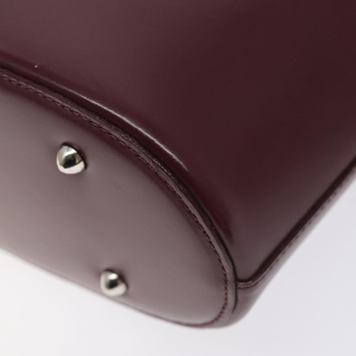 BURBERRY Tote Bag Leather Bordeaux Silver Auth 129538